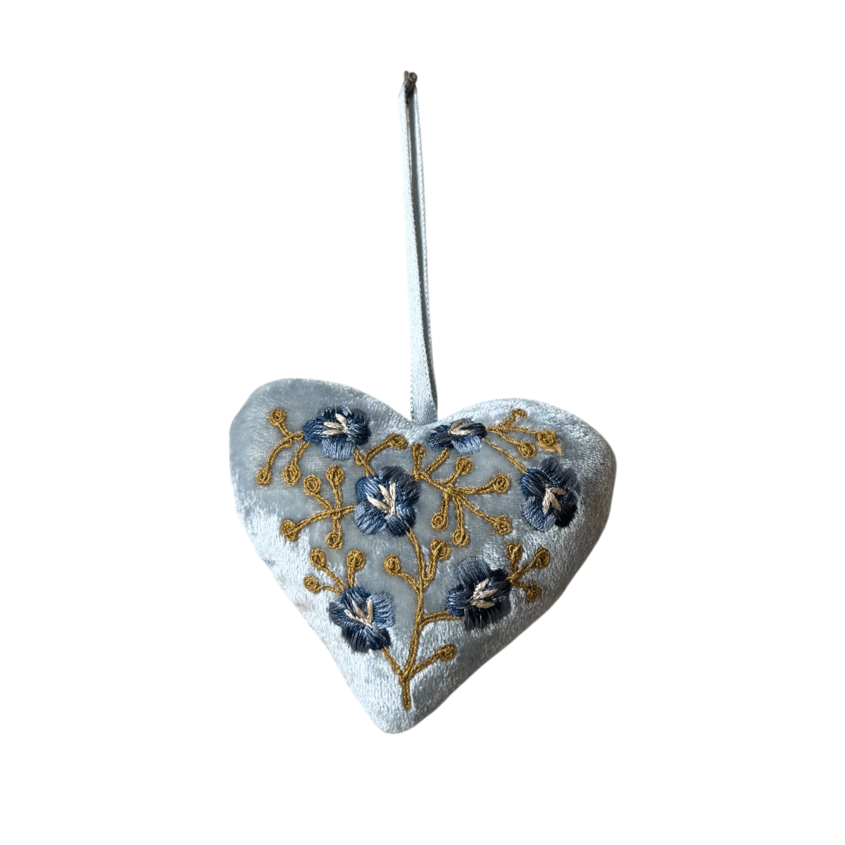 Hand Embroidered Silk Velvet Heart Ornaments Ornament Anke Drechsel UU 