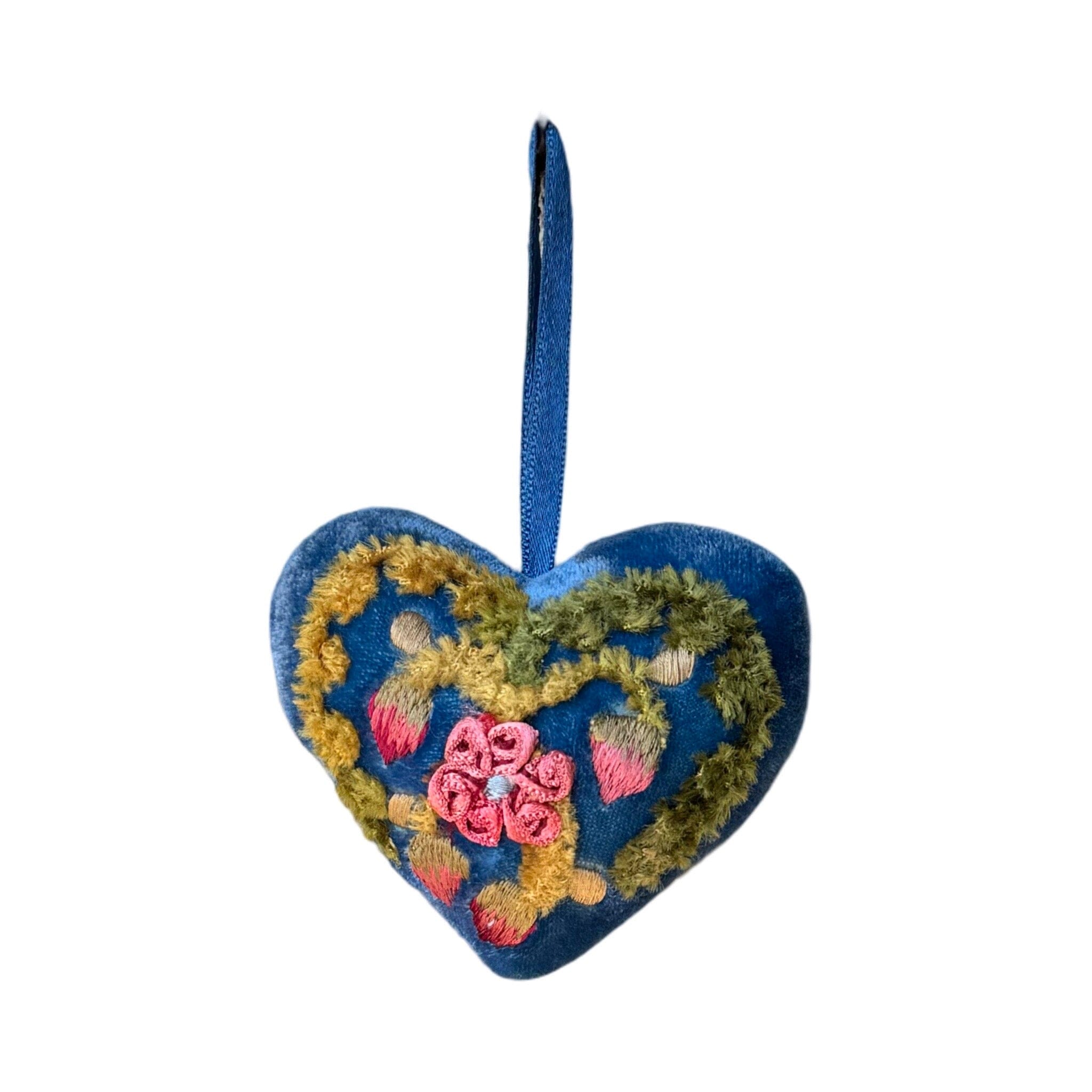 Hand Embroidered Silk Velvet Heart Ornaments Ornament Anke Drechsel X 