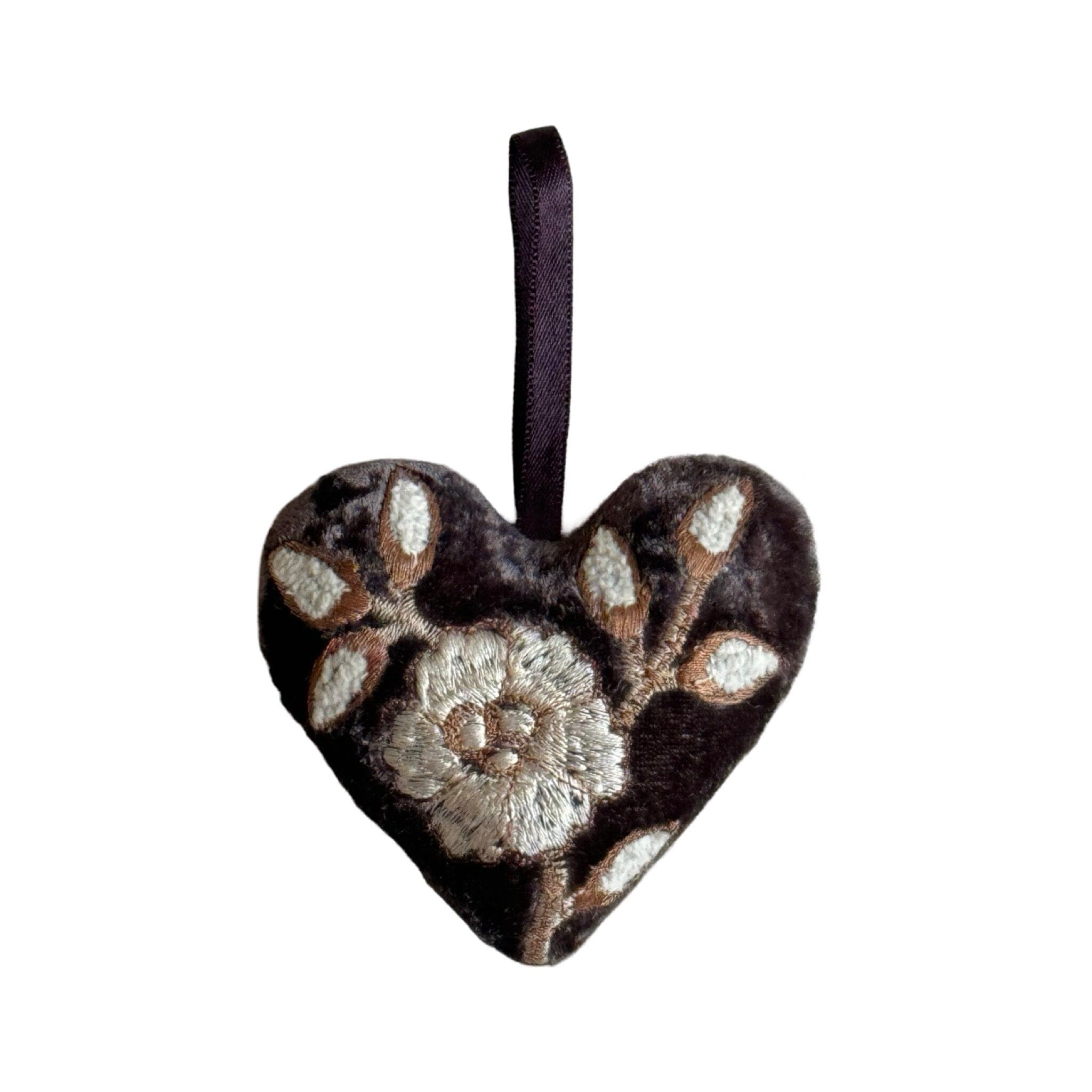 Hand Embroidered Silk Velvet Heart Ornaments Ornament Anke Drechsel Y 