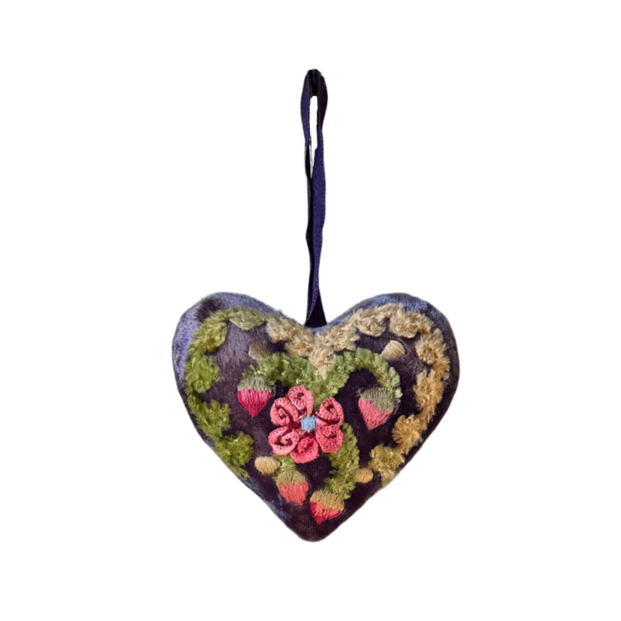 Hand Embroidered Silk Velvet Heart Ornaments Ornament Anke Drechsel Z 