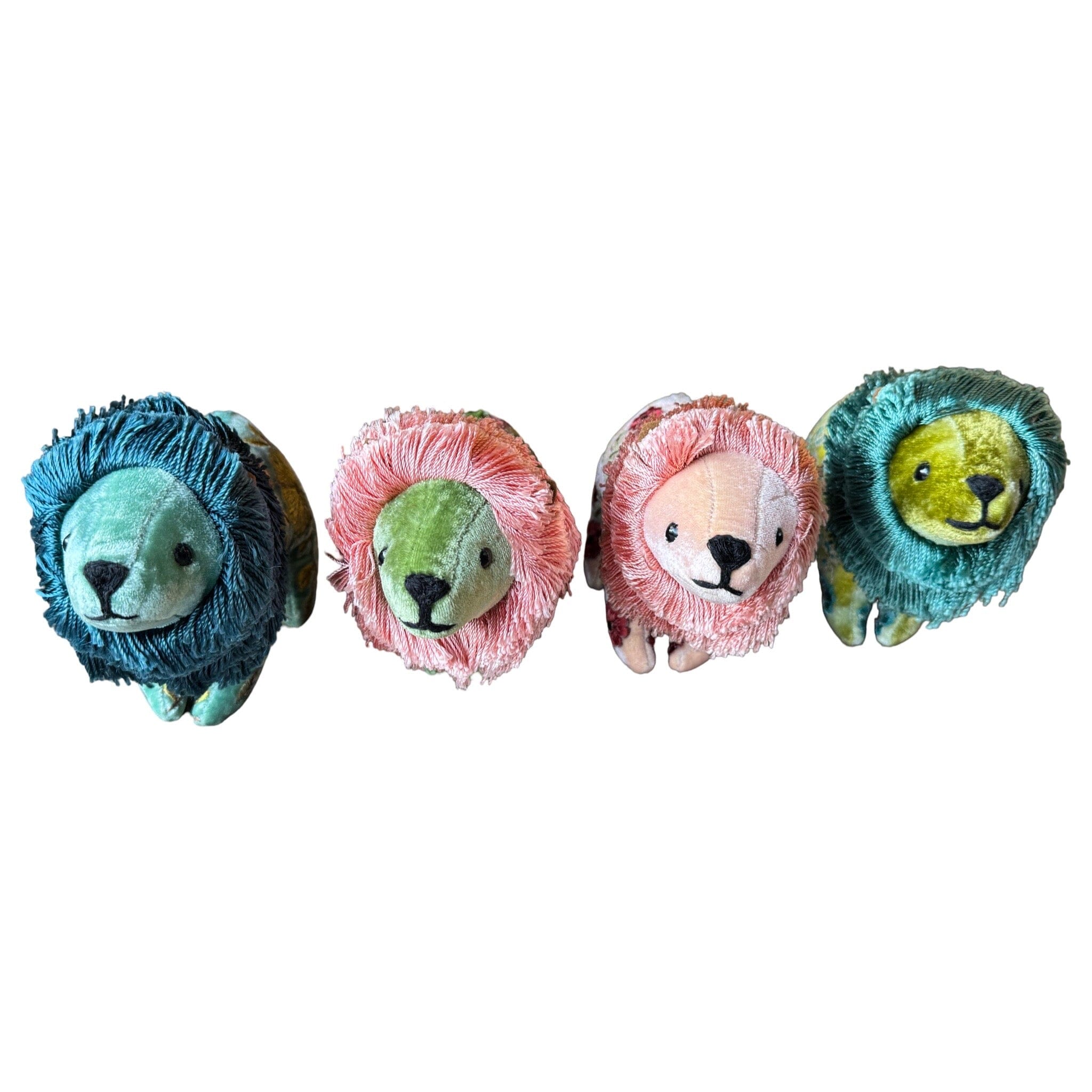 Hand Embroidered Silk Velvet Mini Lion Objet d'Art Anke Drechsel 