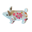 Hand Embroidered Silk Velvet Piglet Objet d'Art Anke Drechsel MEGAN Heavenly Blue 