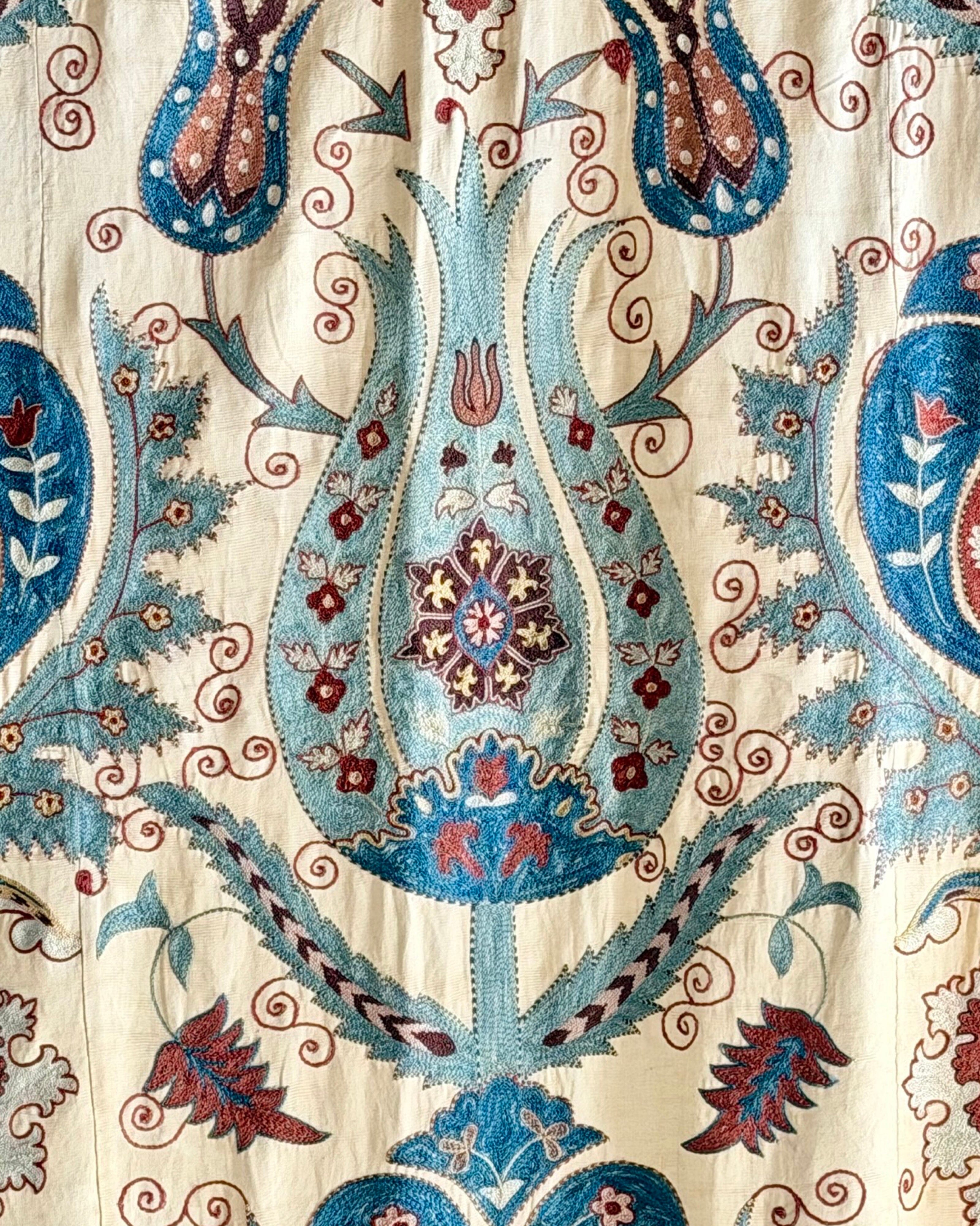 Hand Stitched All Silk Suzani (CSSU231222 | 61 x 88") Suzani Aziz Suzani 