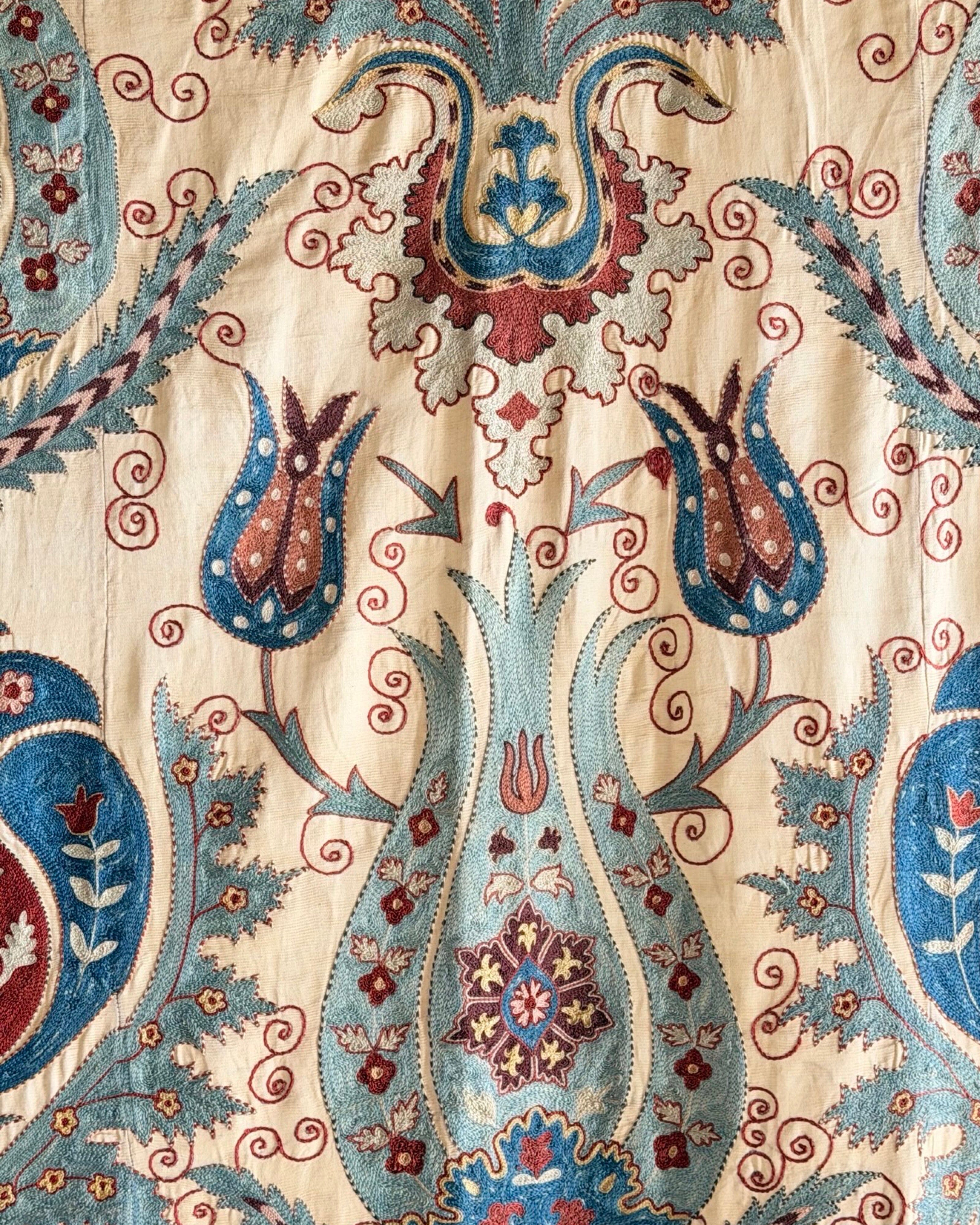 Hand Stitched All Silk Suzani (CSSU231222 | 61 x 88") Suzani Aziz Suzani 
