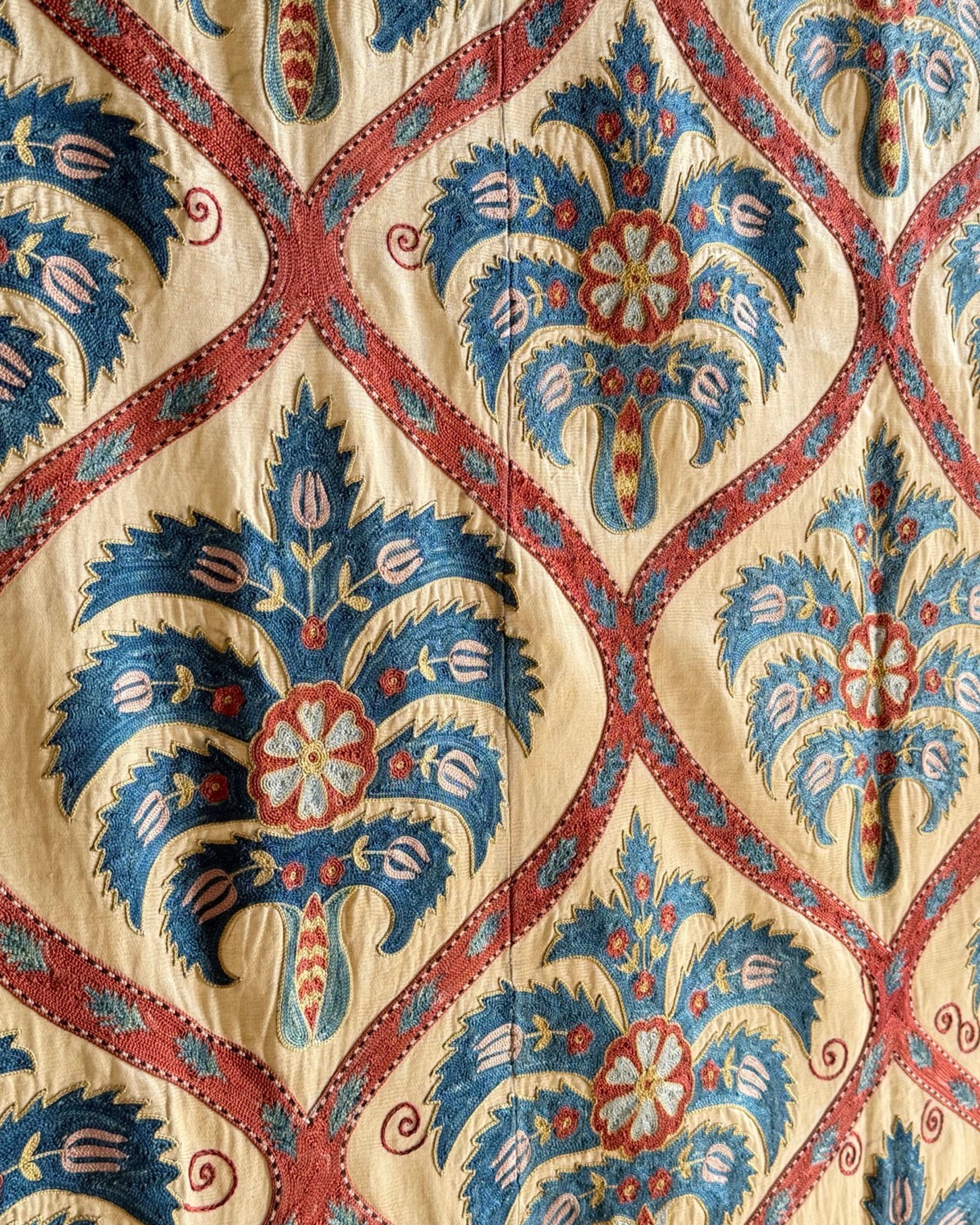 Hand Stitched All Silk Suzani (CSSU231322 | 62 x 82") Suzani Aziz Suzani 