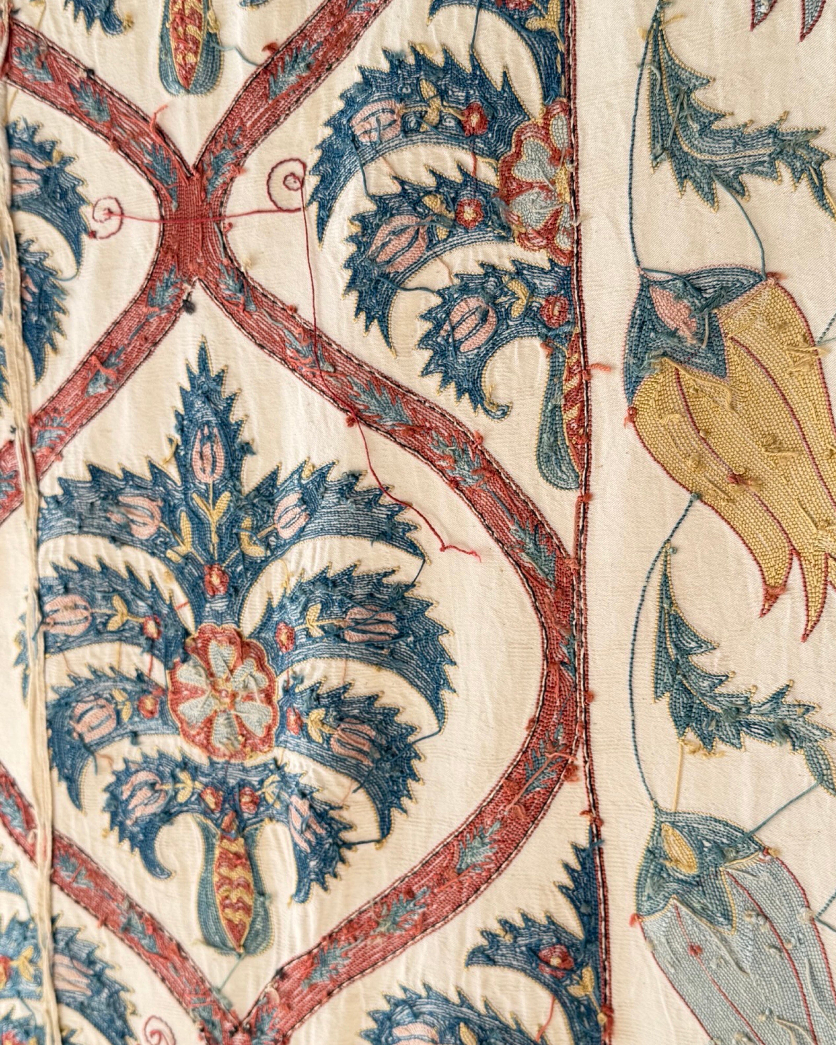 Hand Stitched All Silk Suzani (CSSU231322 | 62 x 82") Suzani Aziz Suzani 