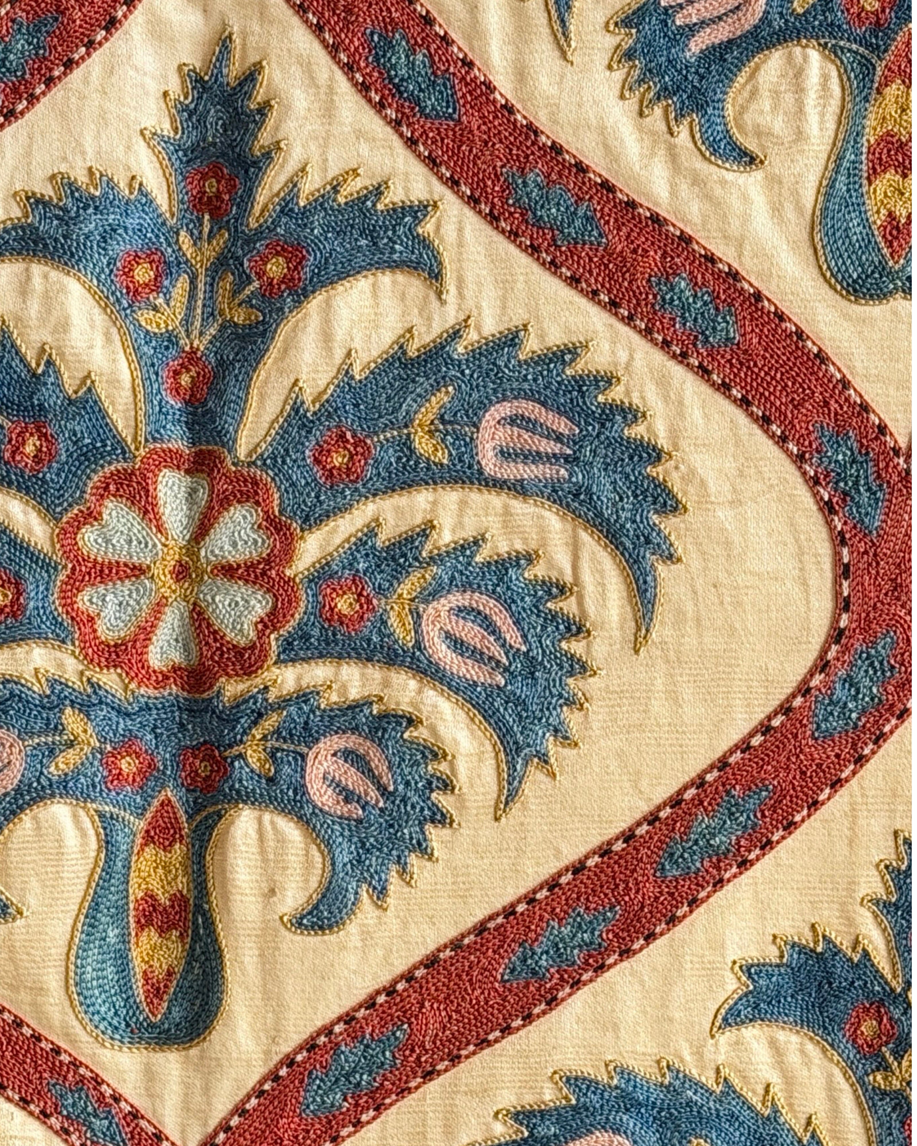 Hand Stitched All Silk Suzani (CSSU231322 | 62 x 82") Suzani Aziz Suzani 