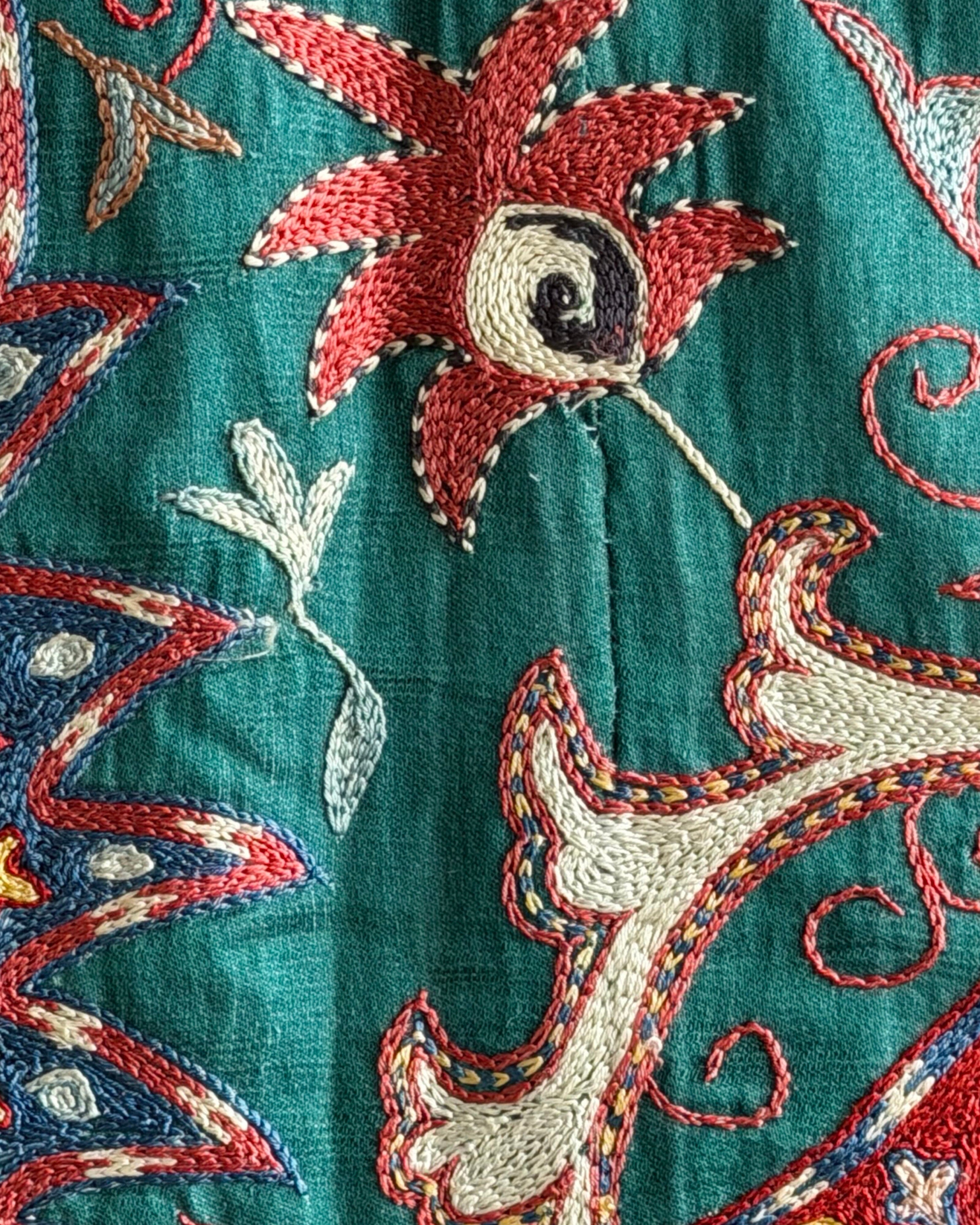 Hand Stitched All Silk Suzani (CSSU231622 | 83 1/2 x 106") Suzani Aziz Suzani 