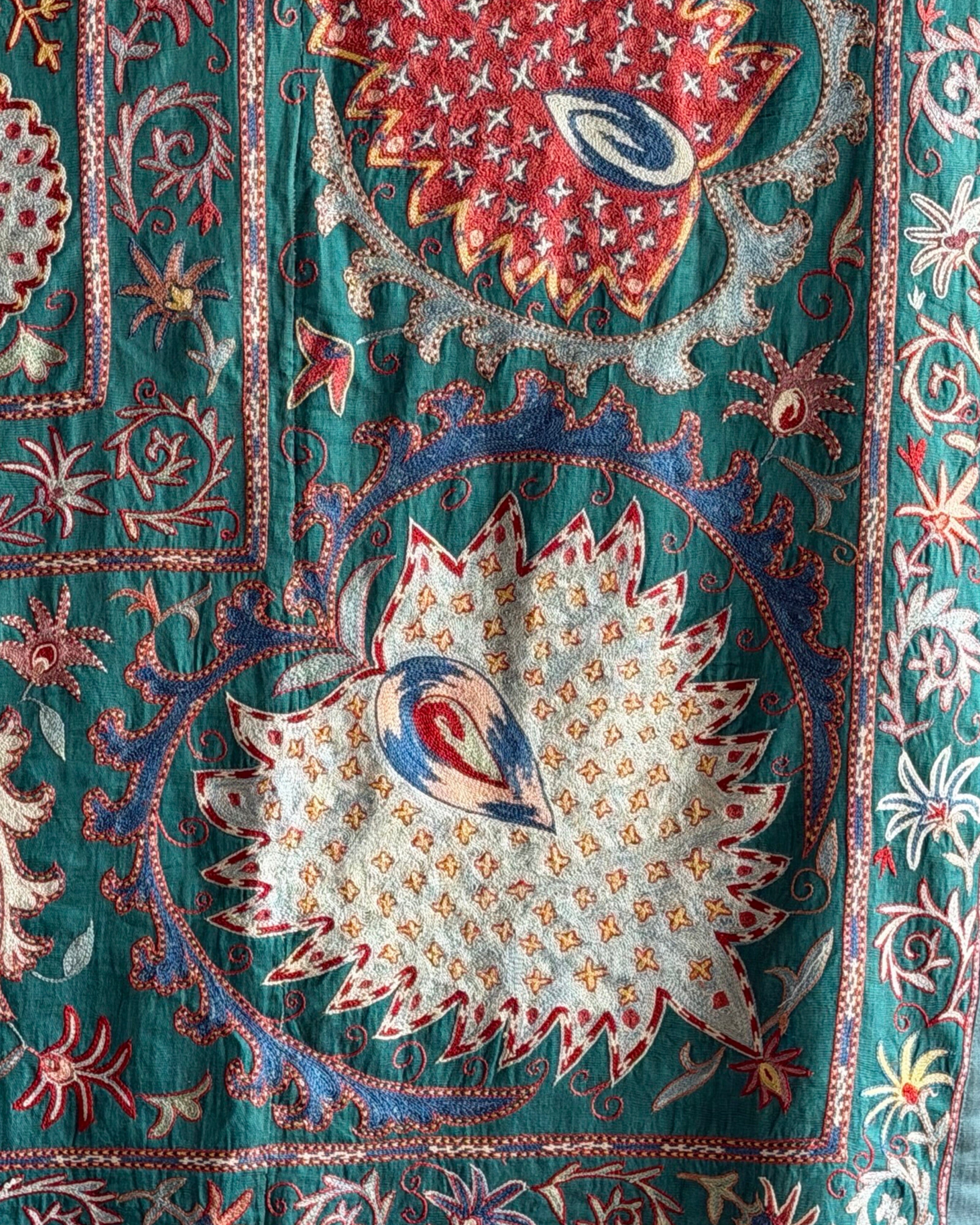 Hand Stitched All Silk Suzani (CSSU231622 | 83 1/2 x 106") Suzani Aziz Suzani 