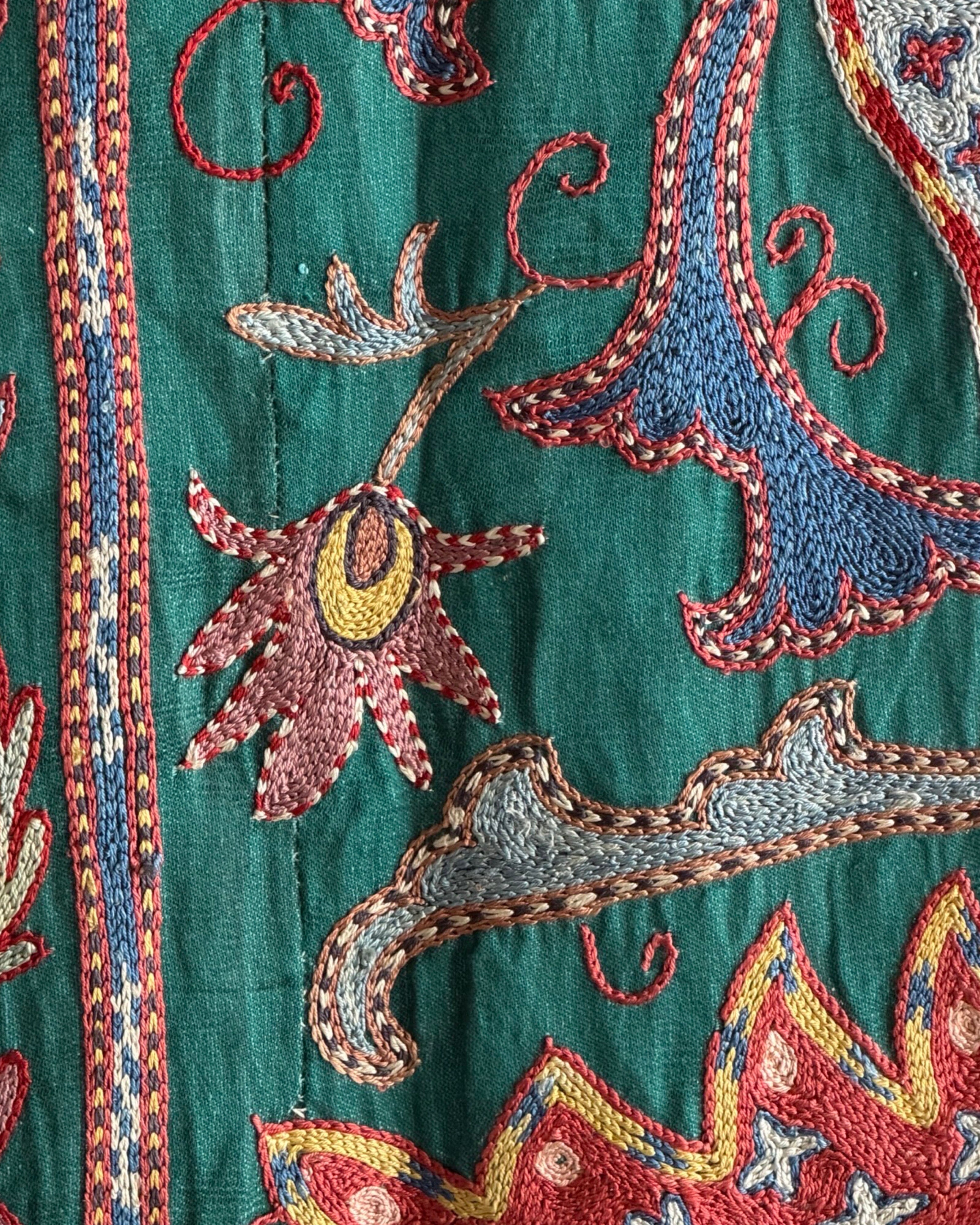 Hand Stitched All Silk Suzani (CSSU231622 | 83 1/2 x 106") Suzani Aziz Suzani 