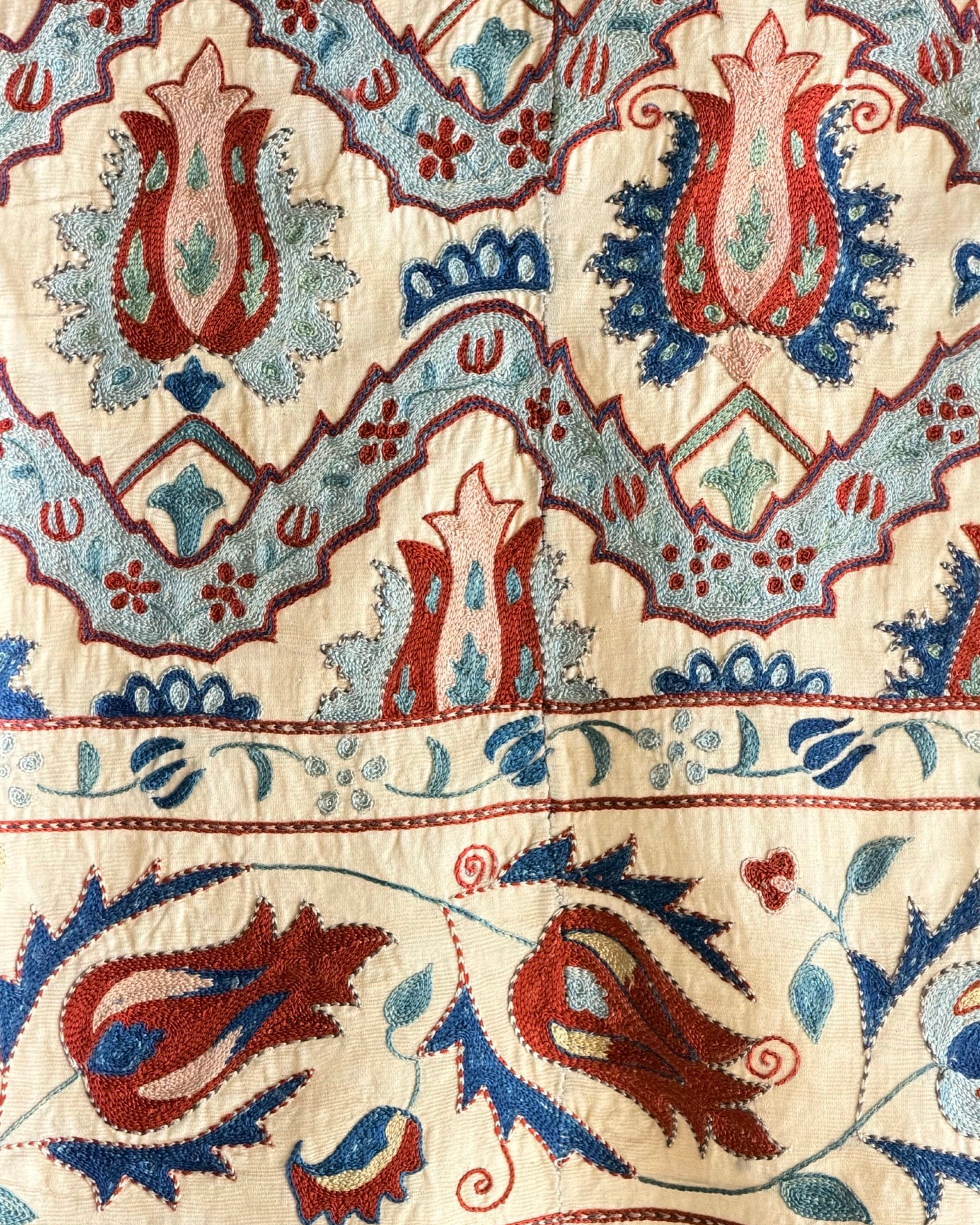 Hand Stitched All Silk Suzani (CSSU231822 | 61 1/2 x 75 1/2") Suzani Aziz Suzani 
