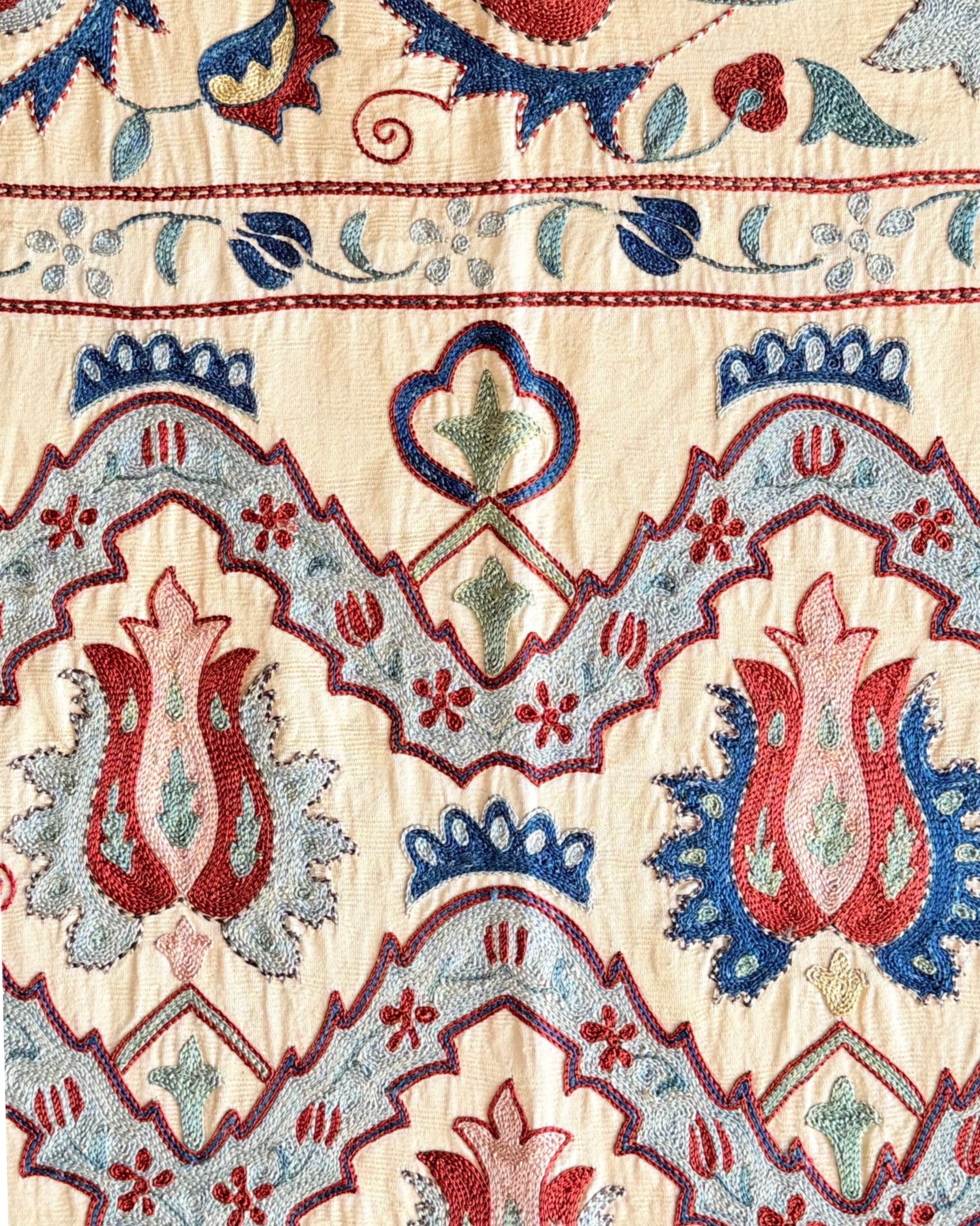 Hand Stitched All Silk Suzani (CSSU231822 | 61 1/2 x 75 1/2") Suzani Aziz Suzani 