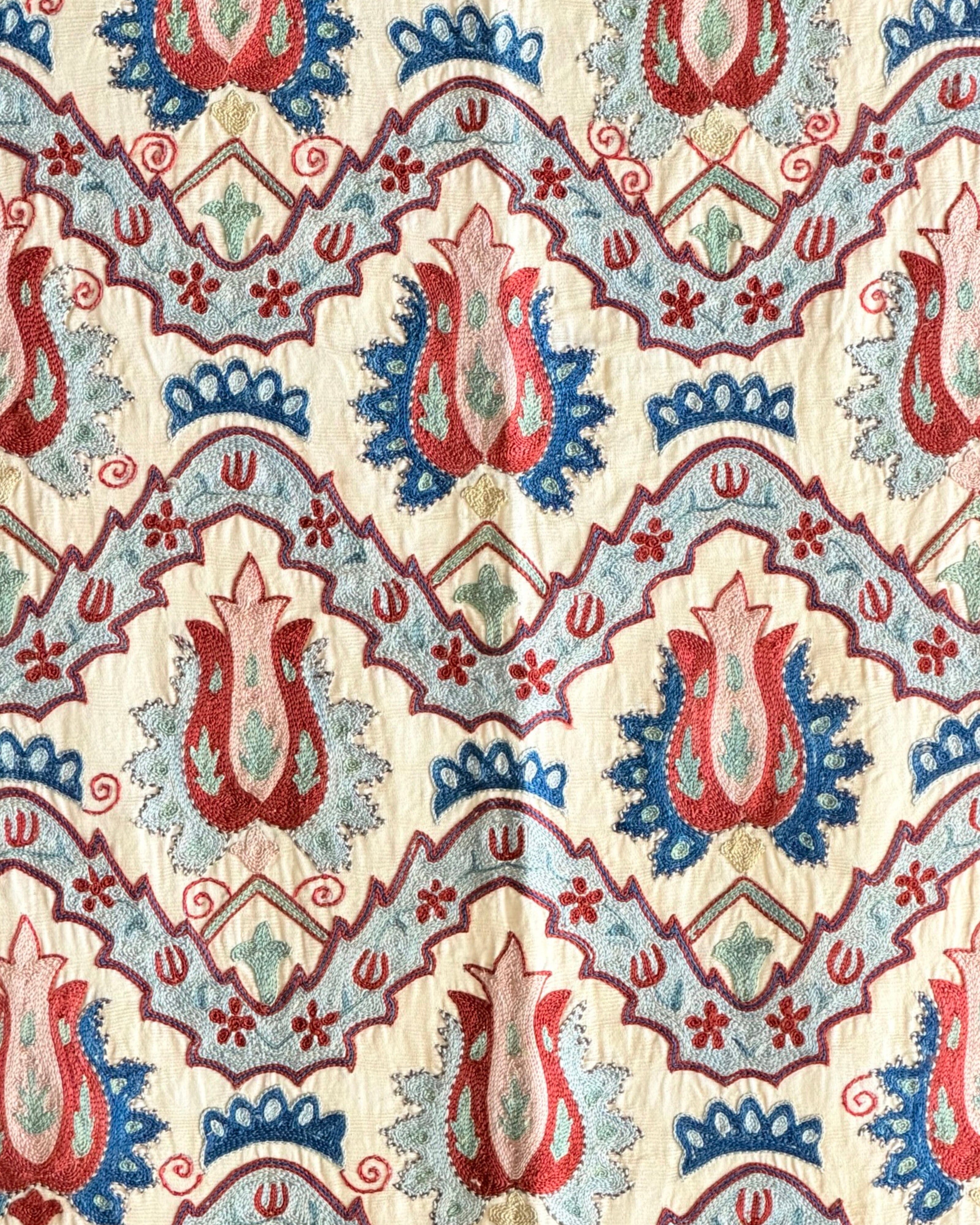 Hand Stitched All Silk Suzani (CSSU231822 | 61 1/2 x 75 1/2") Suzani Aziz Suzani 