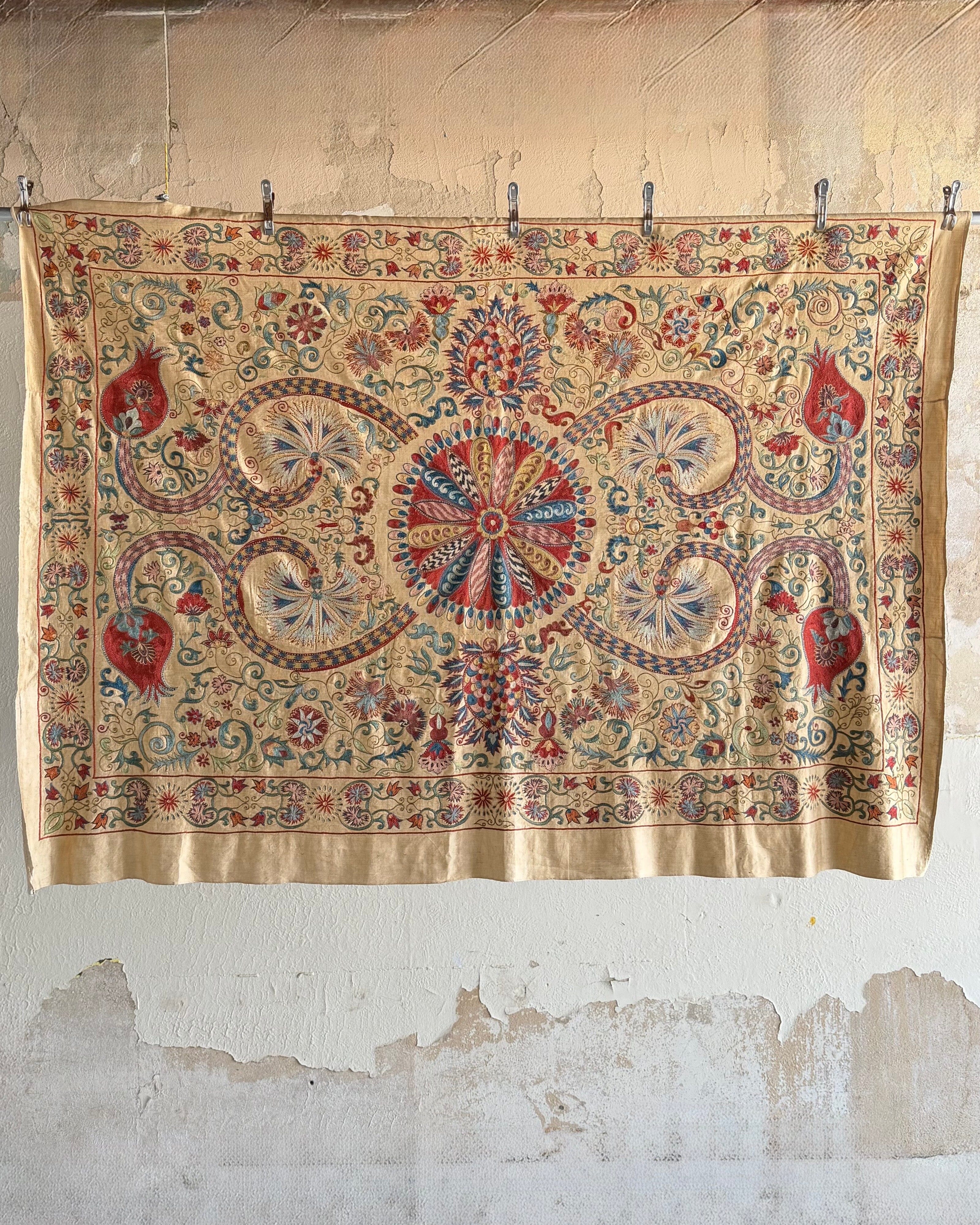 Hand Stitched All Silk Suzani (CSSU241922| 61 x 80 1/2") Suzani Aziz Suzani 