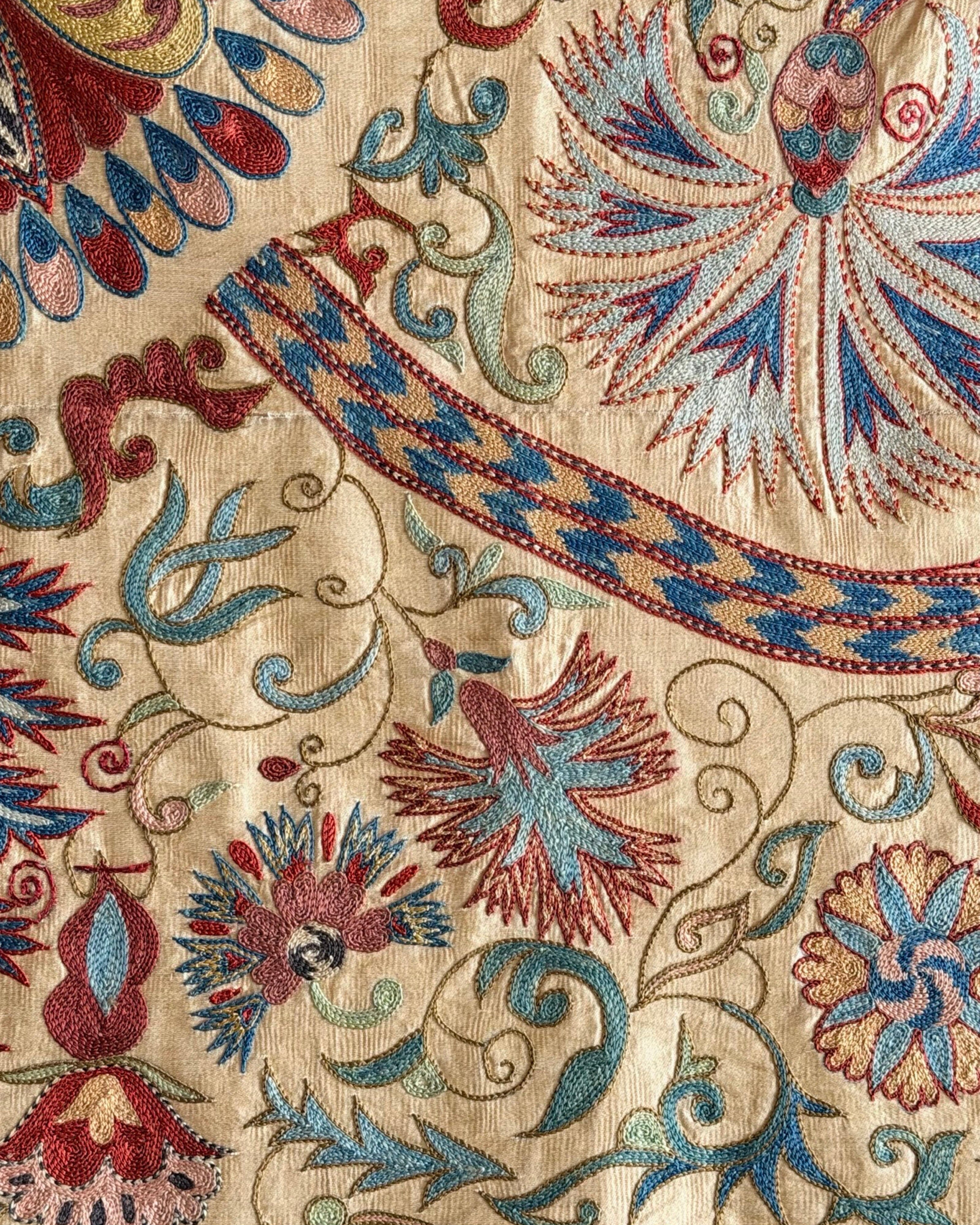 Hand Stitched All Silk Suzani (CSSU241922| 61 x 80 1/2") Suzani Aziz Suzani 