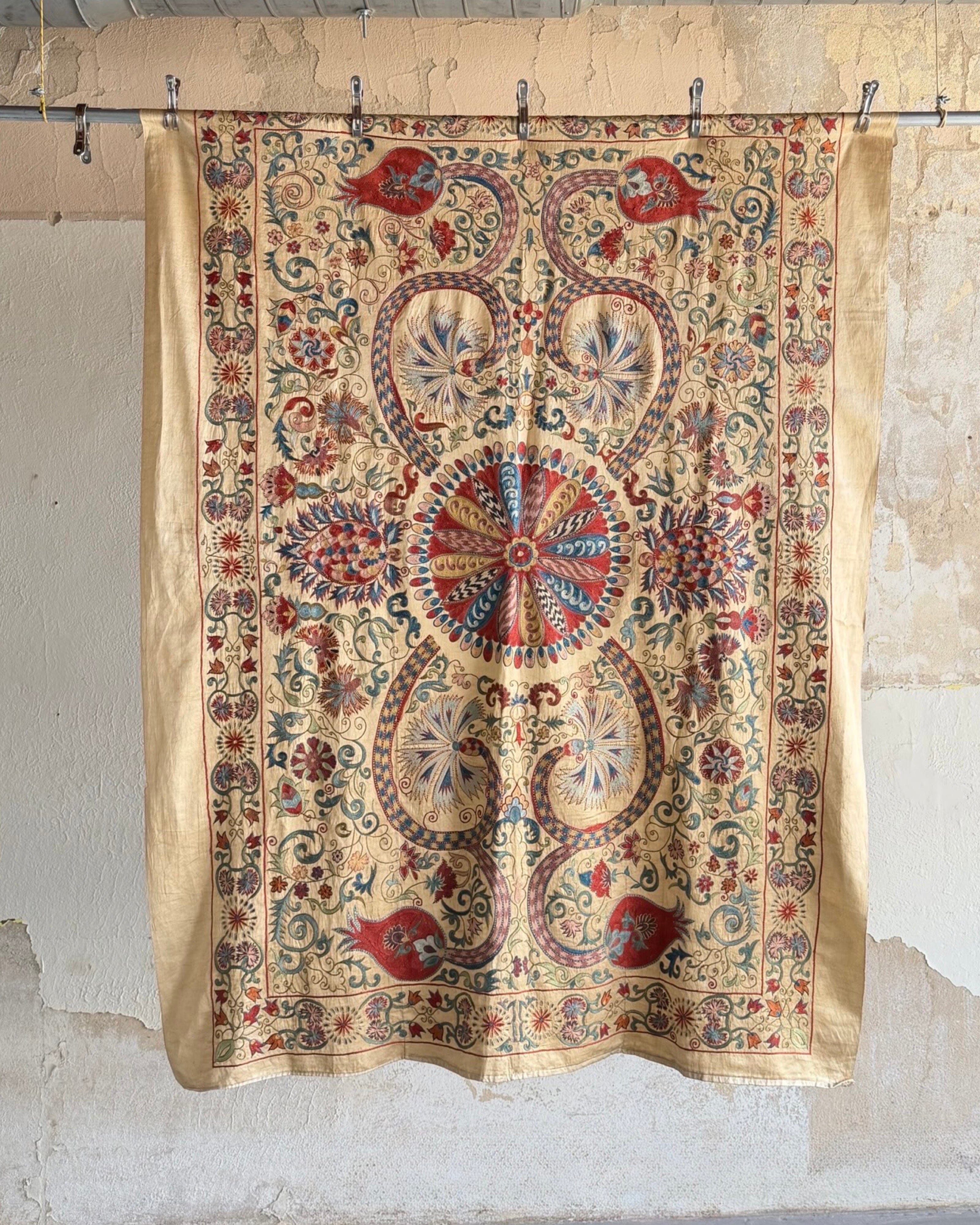 Hand Stitched All Silk Suzani (CSSU241922| 61 x 80 1/2") Suzani Aziz Suzani 