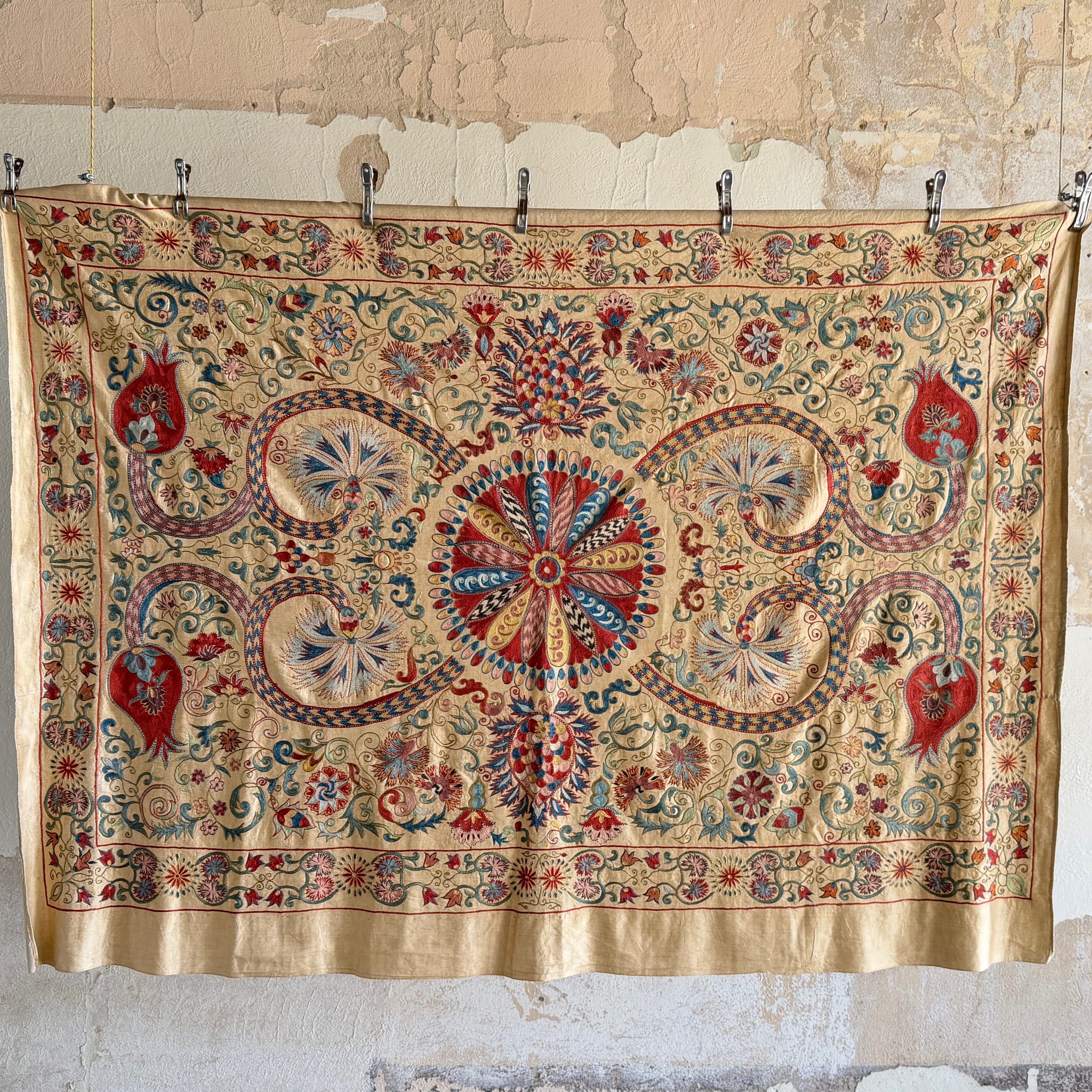 Hand Stitched All Silk Suzani (CSSU241922| 61 x 80 1/2") Suzani Aziz Suzani 