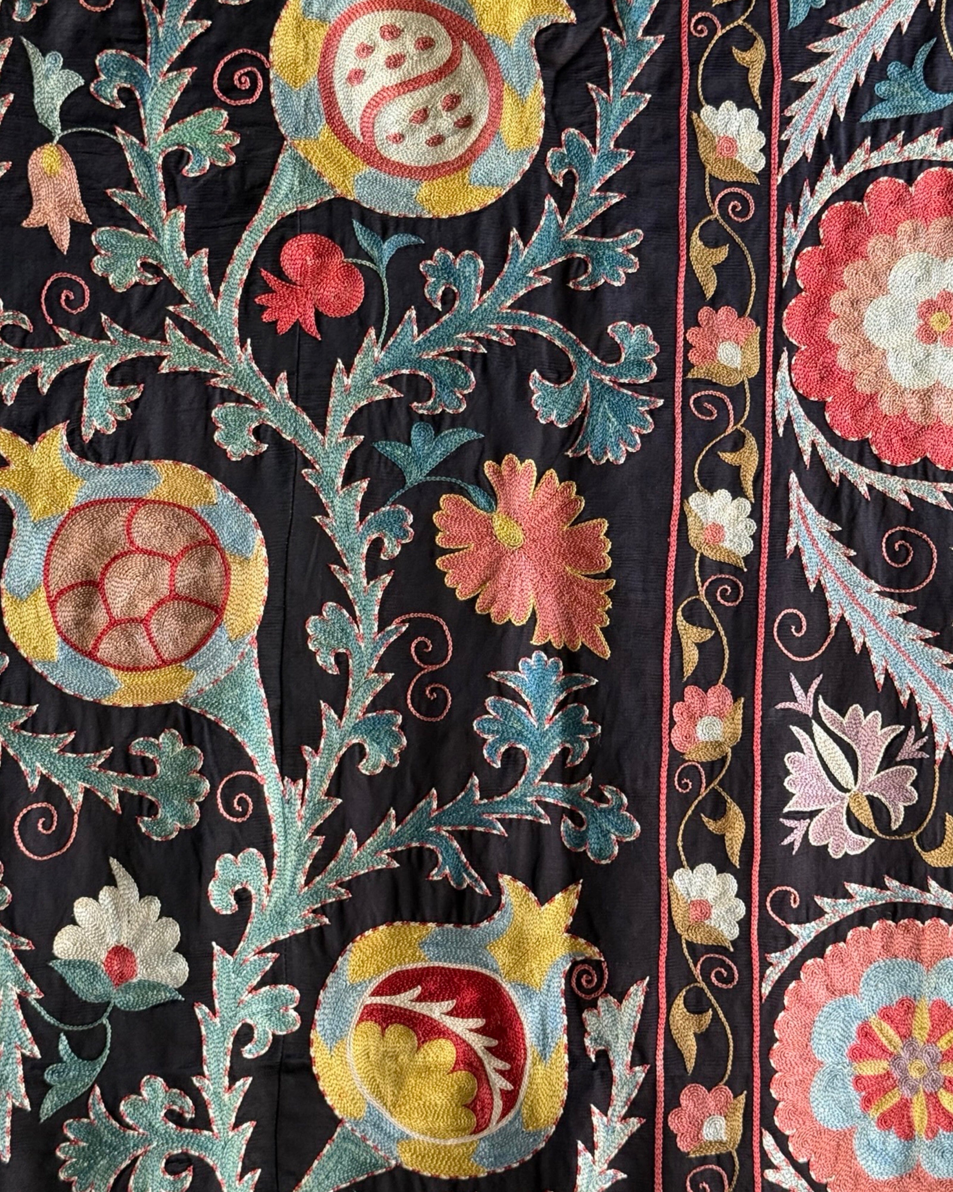 Hand Stitched All Silk Suzani (CSSU44125| 64 x 81") Suzani Aziz Suzani 