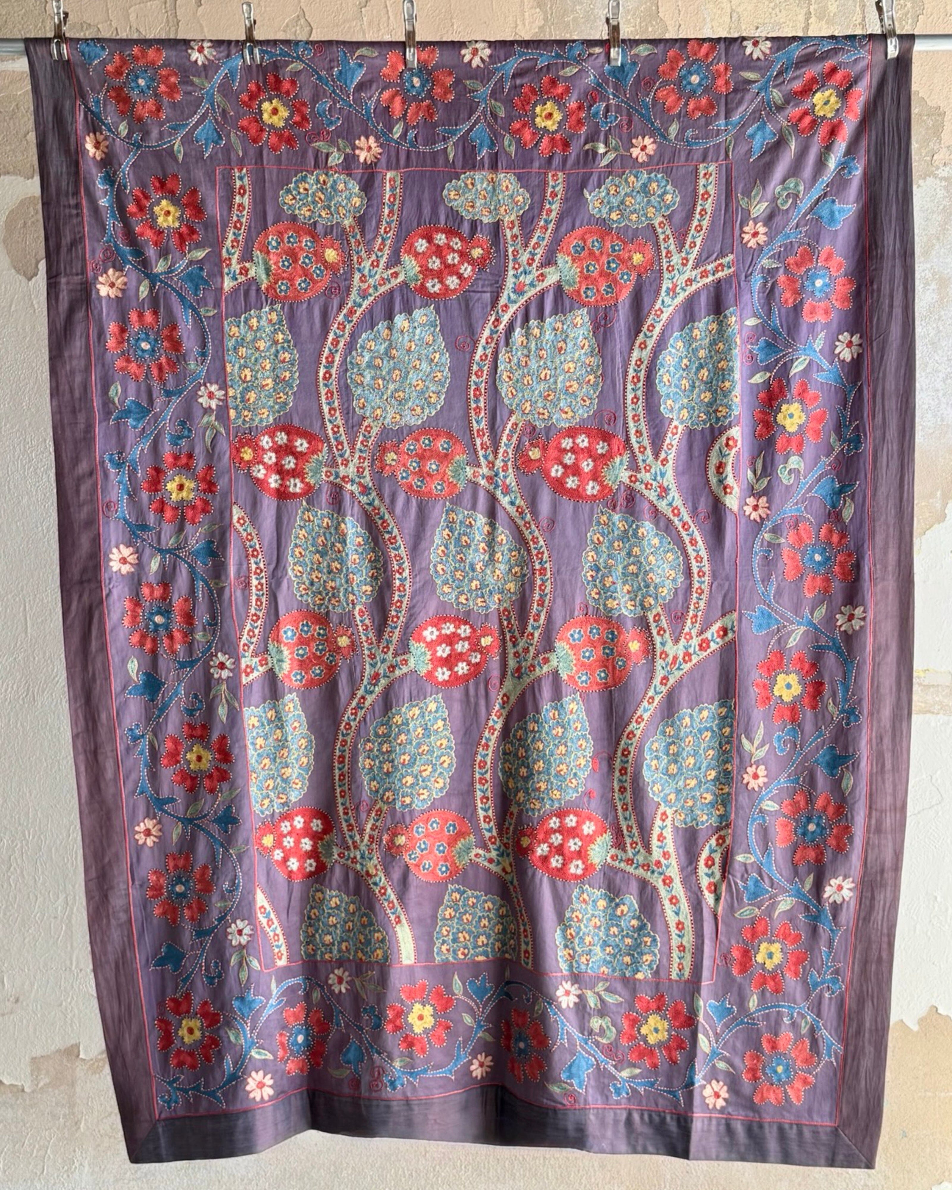 Hand Stitched All Silk Suzani (CSSU44925| 64 x 84") Suzani Aziz Suzani 