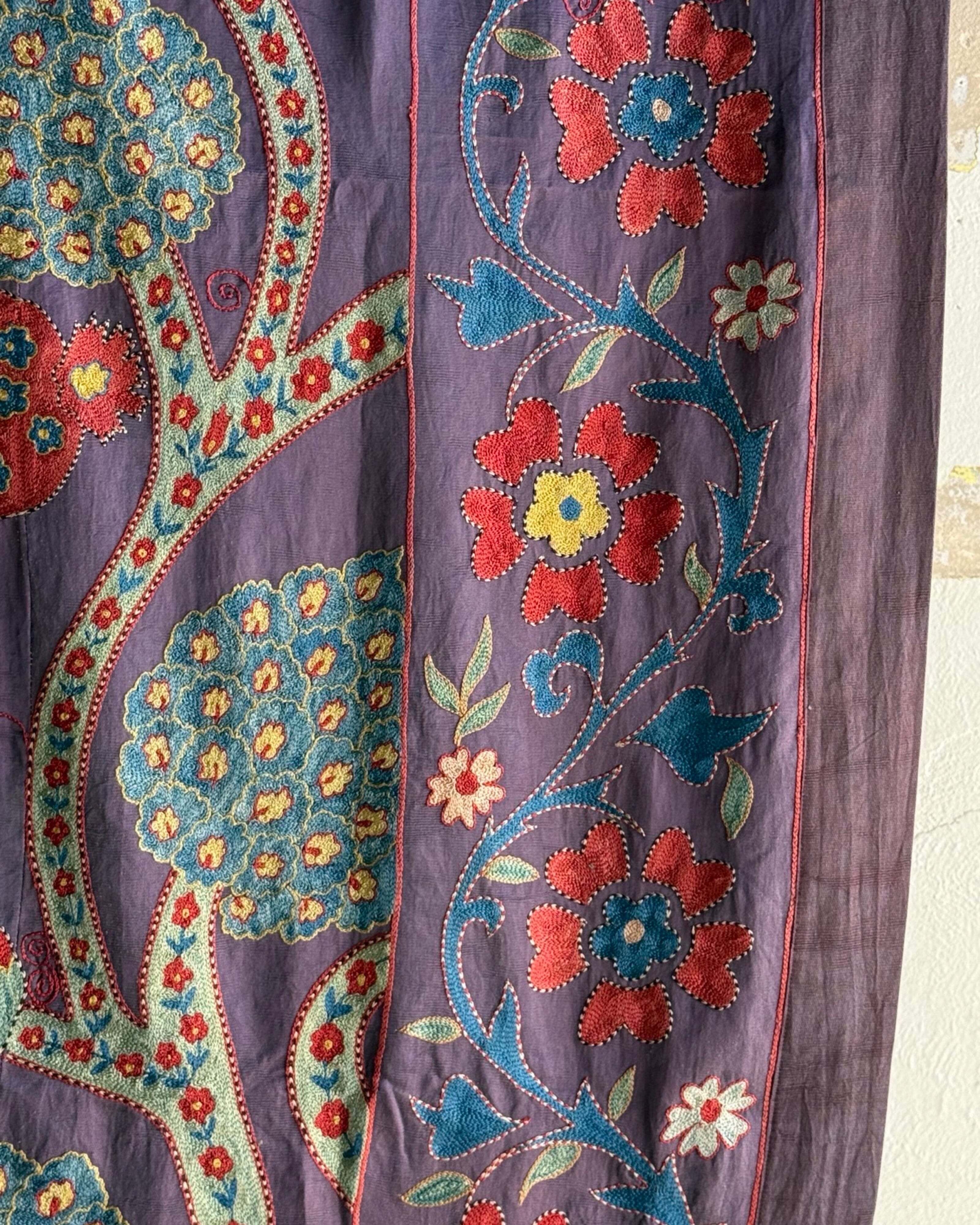 Hand Stitched All Silk Suzani (CSSU44925| 64 x 84") Suzani Aziz Suzani 
