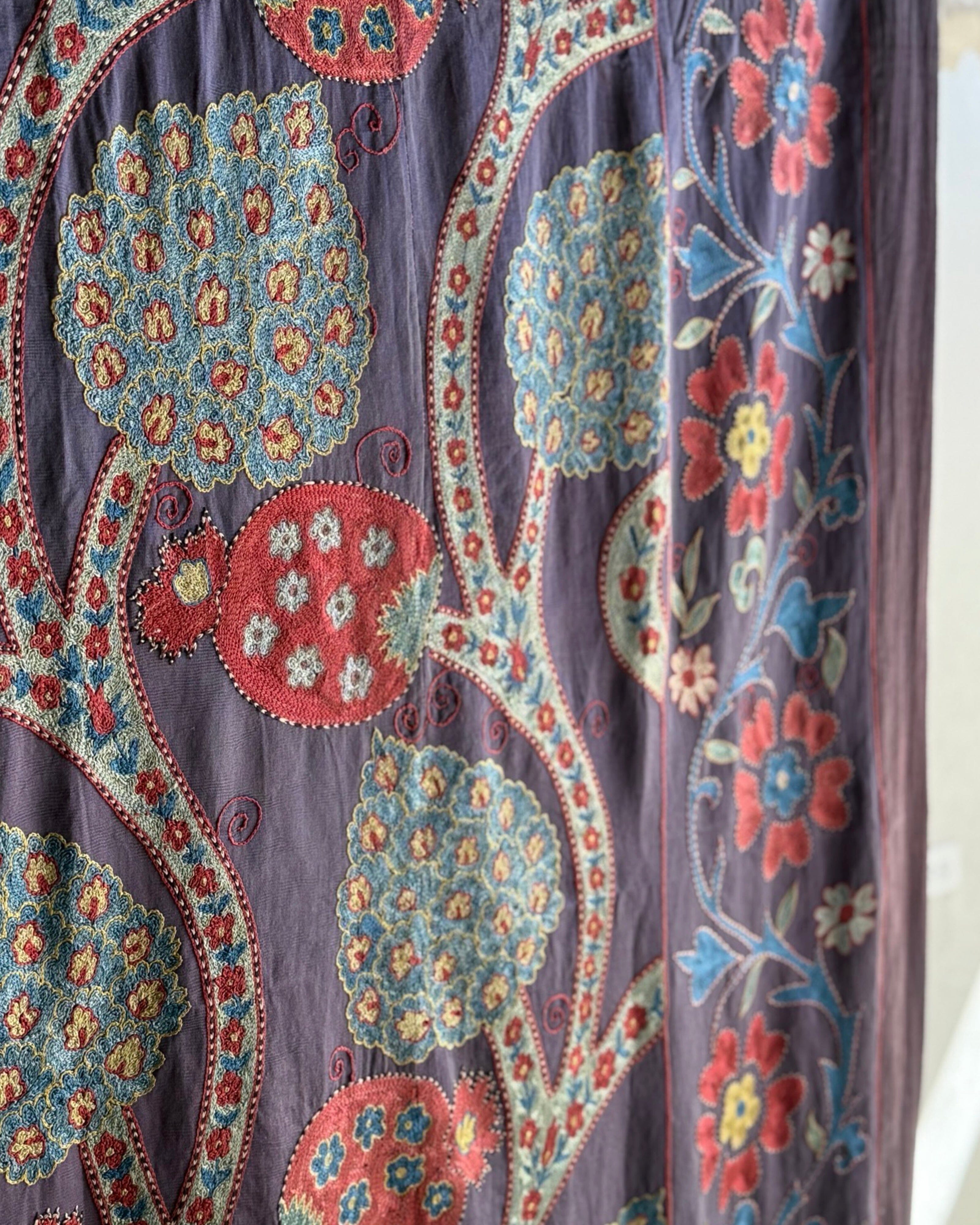 Hand Stitched All Silk Suzani (CSSU44925| 64 x 84") Suzani Aziz Suzani 