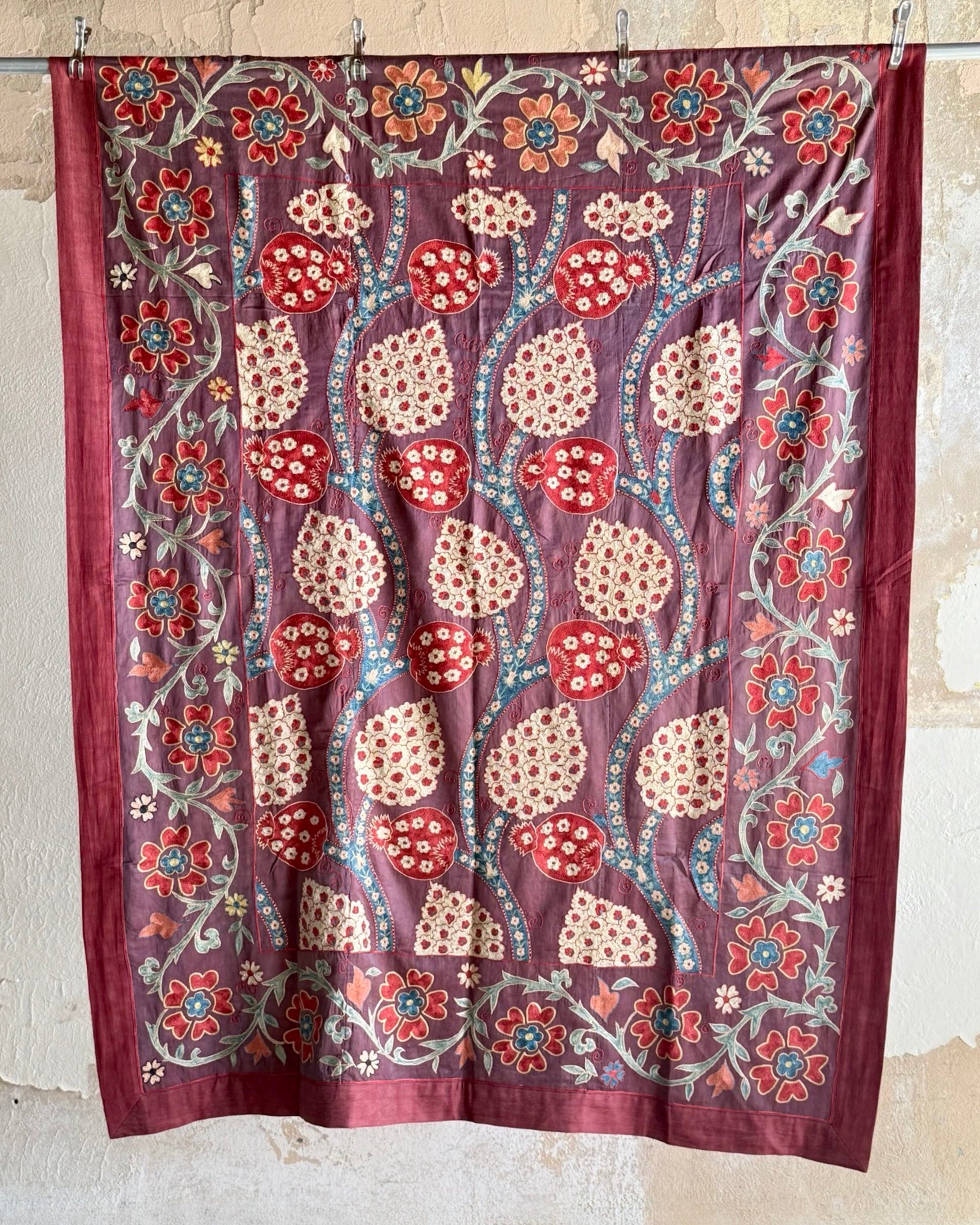 Hand Stitched All Silk Suzani (CSSU45125| 62 x 83") Suzani Aziz Suzani 