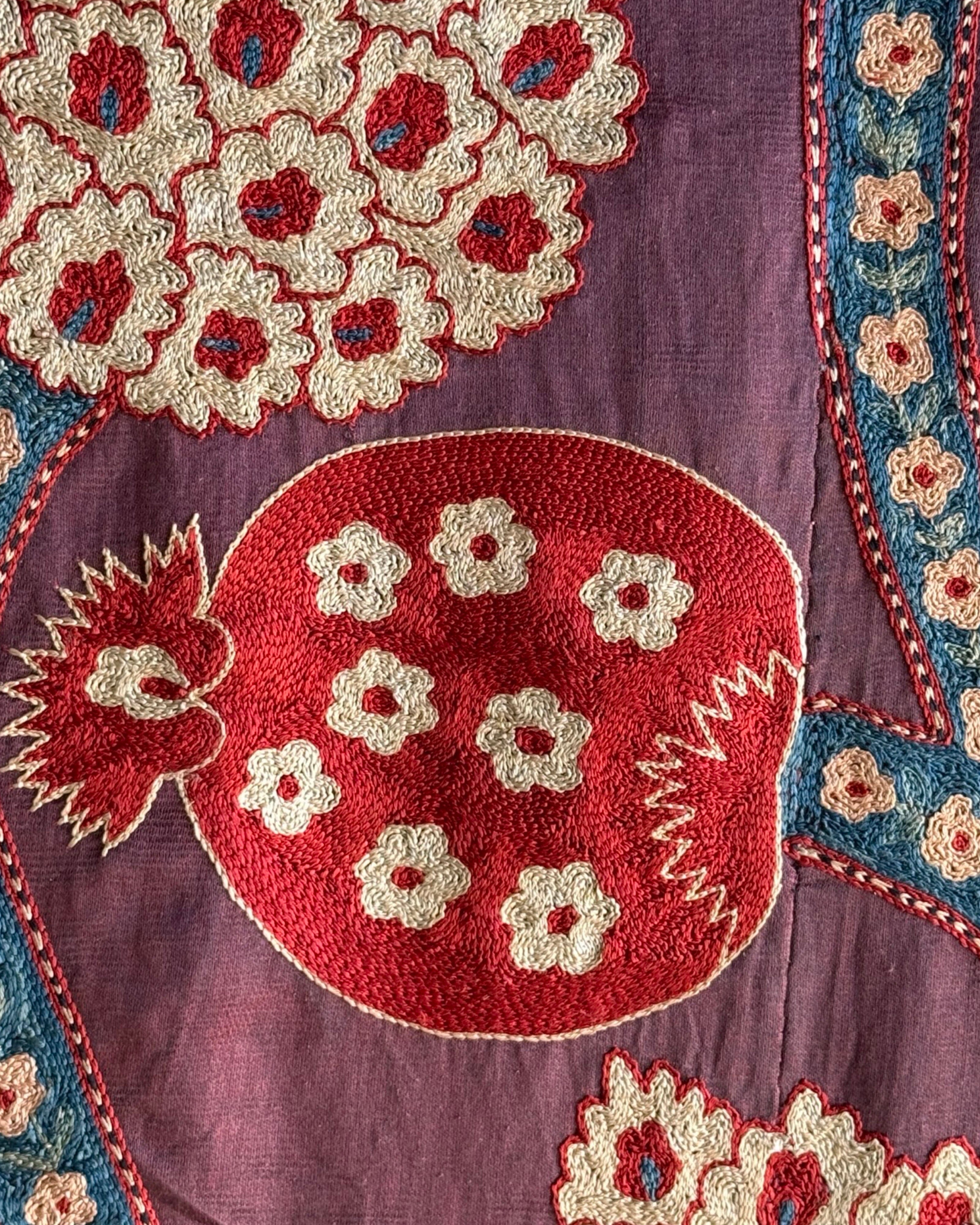 Hand Stitched All Silk Suzani (CSSU45125| 62 x 83") Suzani Aziz Suzani 