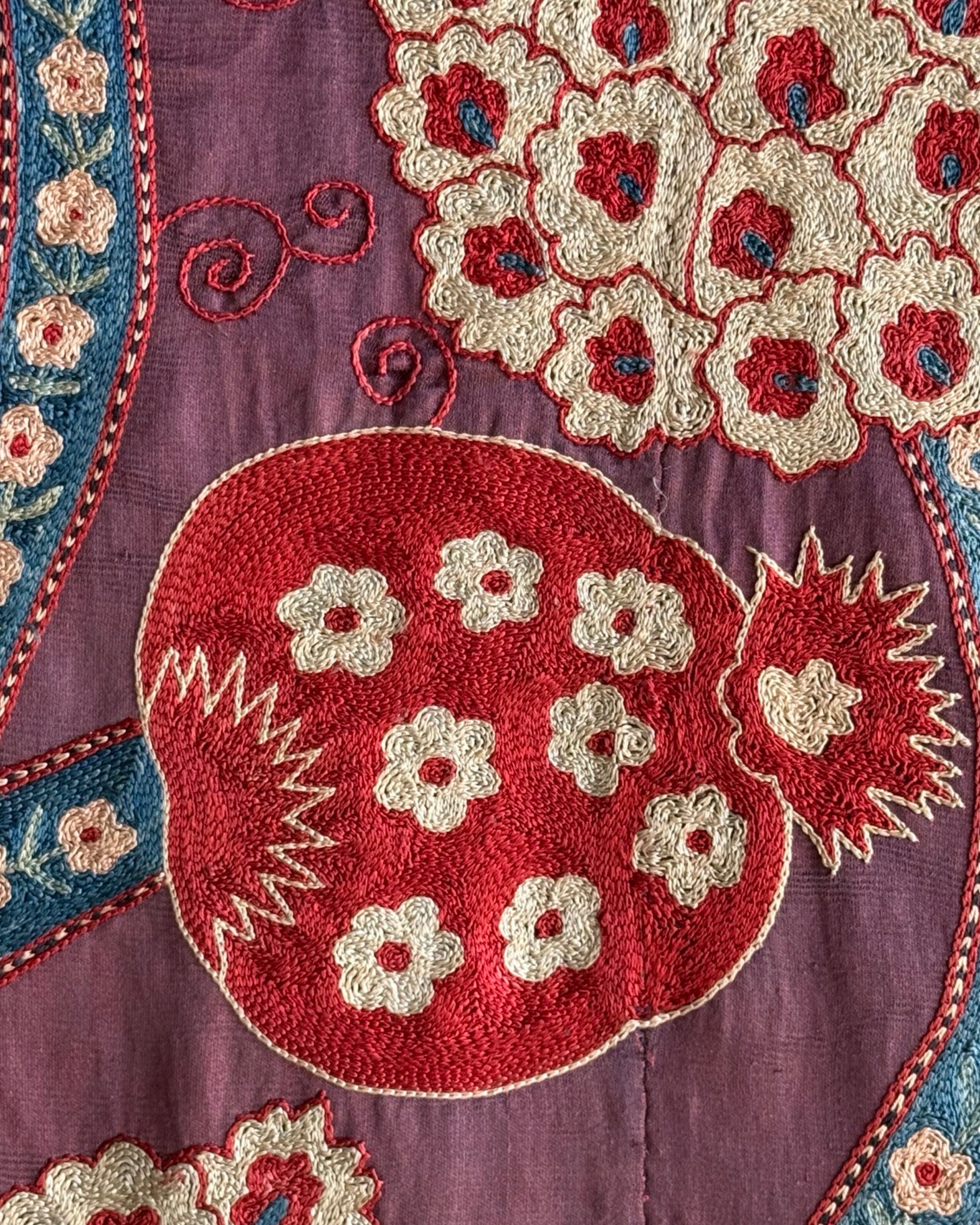 Hand Stitched All Silk Suzani (CSSU45125| 62 x 83") Suzani Aziz Suzani 