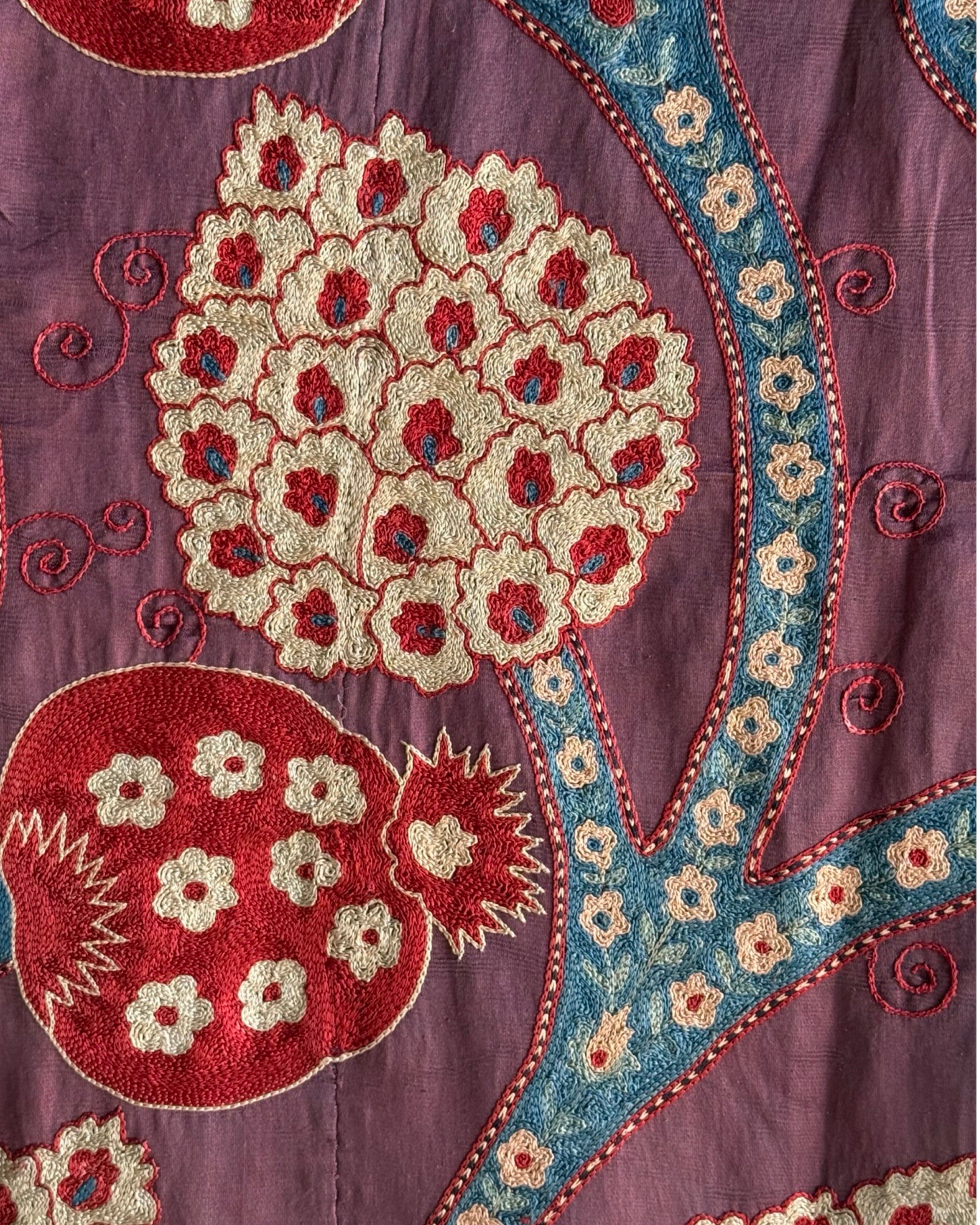 Hand Stitched All Silk Suzani (CSSU45125| 62 x 83") Suzani Aziz Suzani 