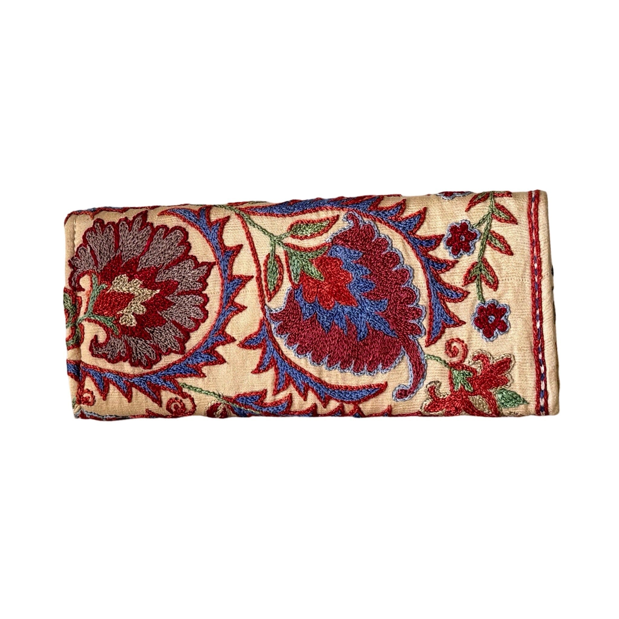 Hand Stitched Suzani Clutch From Uzbekistan (#7923 | 5 1/4 x 12") Clutch Bag Fergana Aziz 