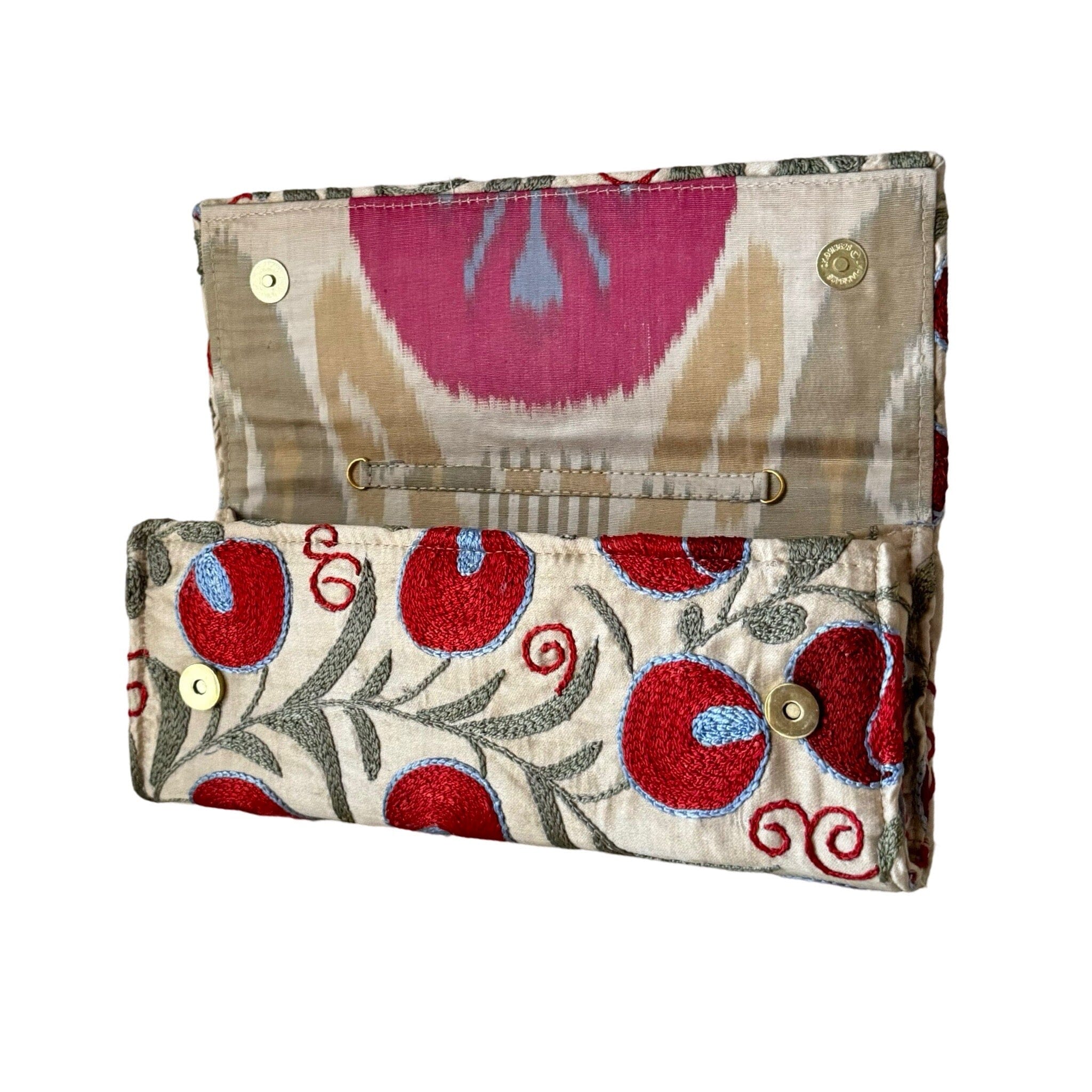 Hand Stitched Suzani Clutch From Uzbekistan (#7924 | 5 1/4 x 12") Clutch Bag Fergana Aziz 