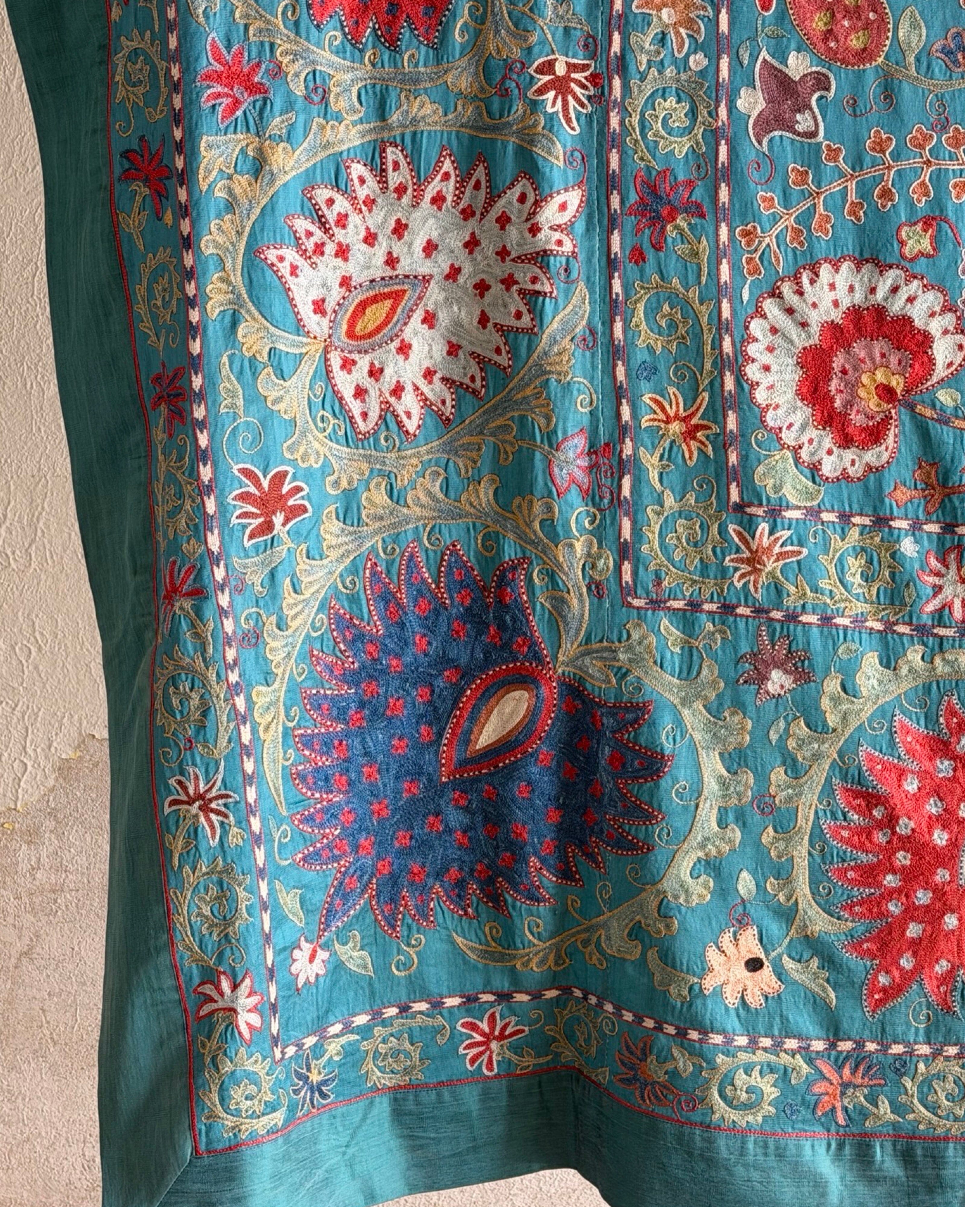 Hand Stitched Suzani (CSSU061323 | 84 x 108") Suzani Aziz Suzani 