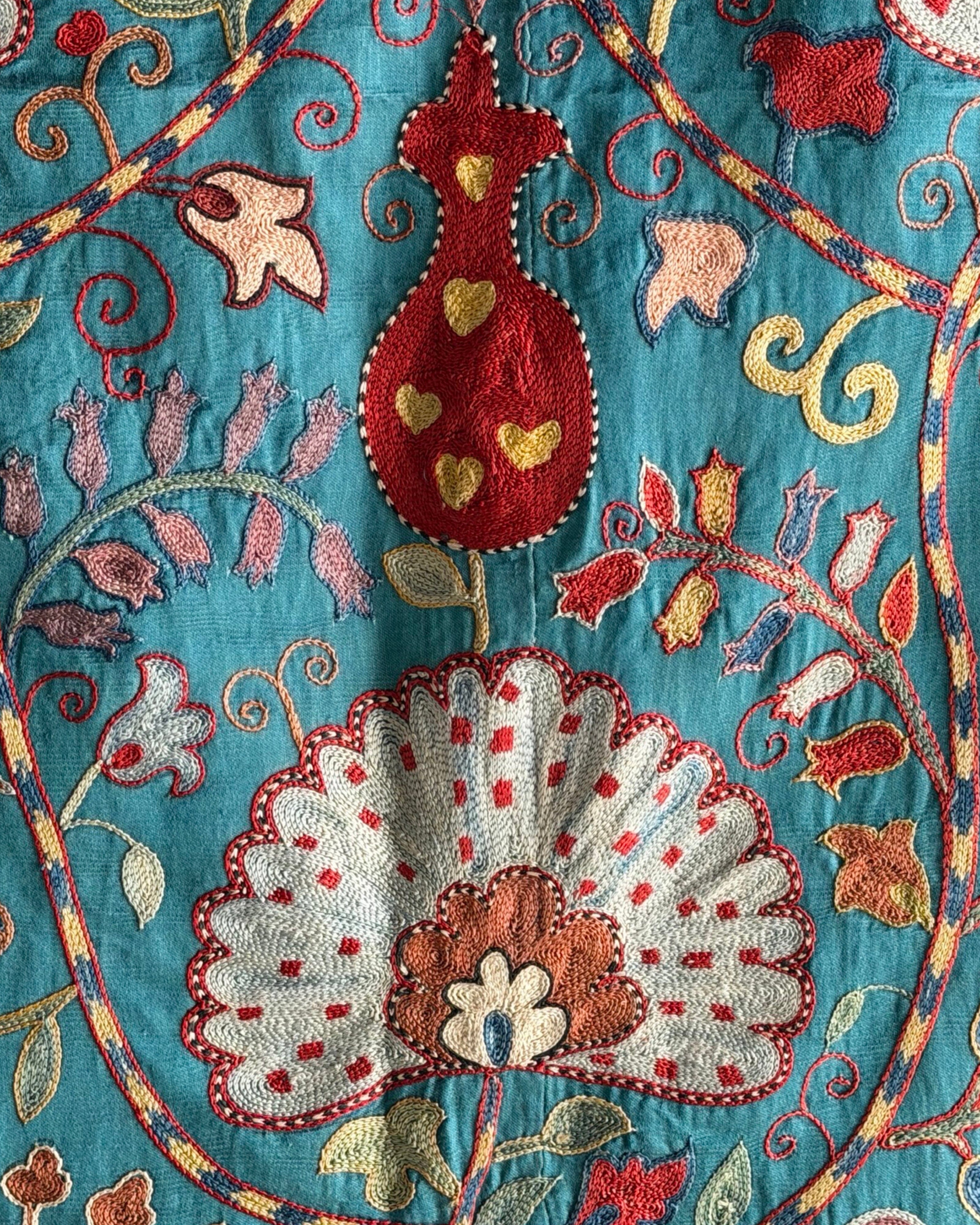 Hand Stitched Suzani (CSSU061323 | 84 x 108") Suzani Aziz Suzani 
