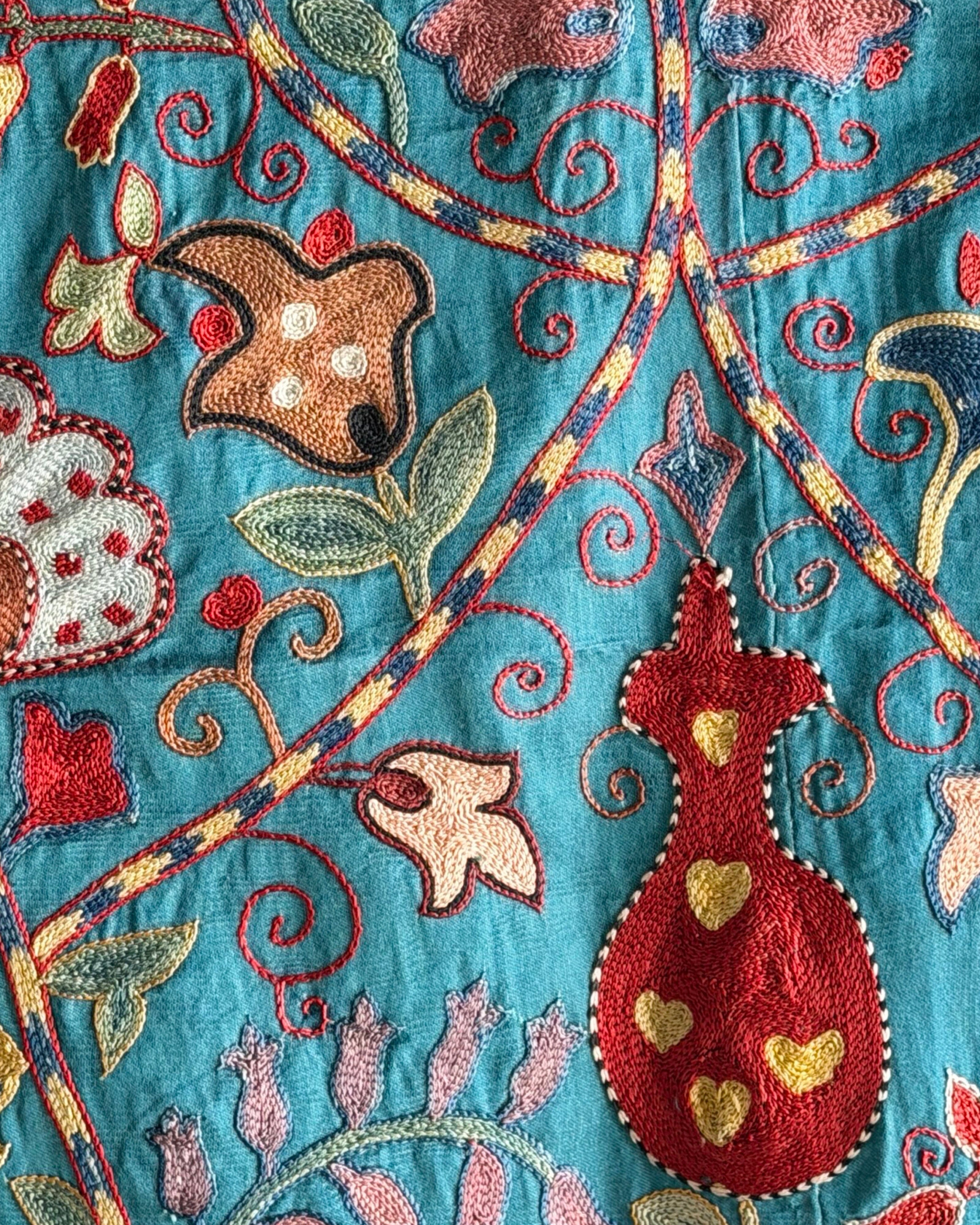 Hand Stitched Suzani (CSSU061323 | 84 x 108") Suzani Aziz Suzani 