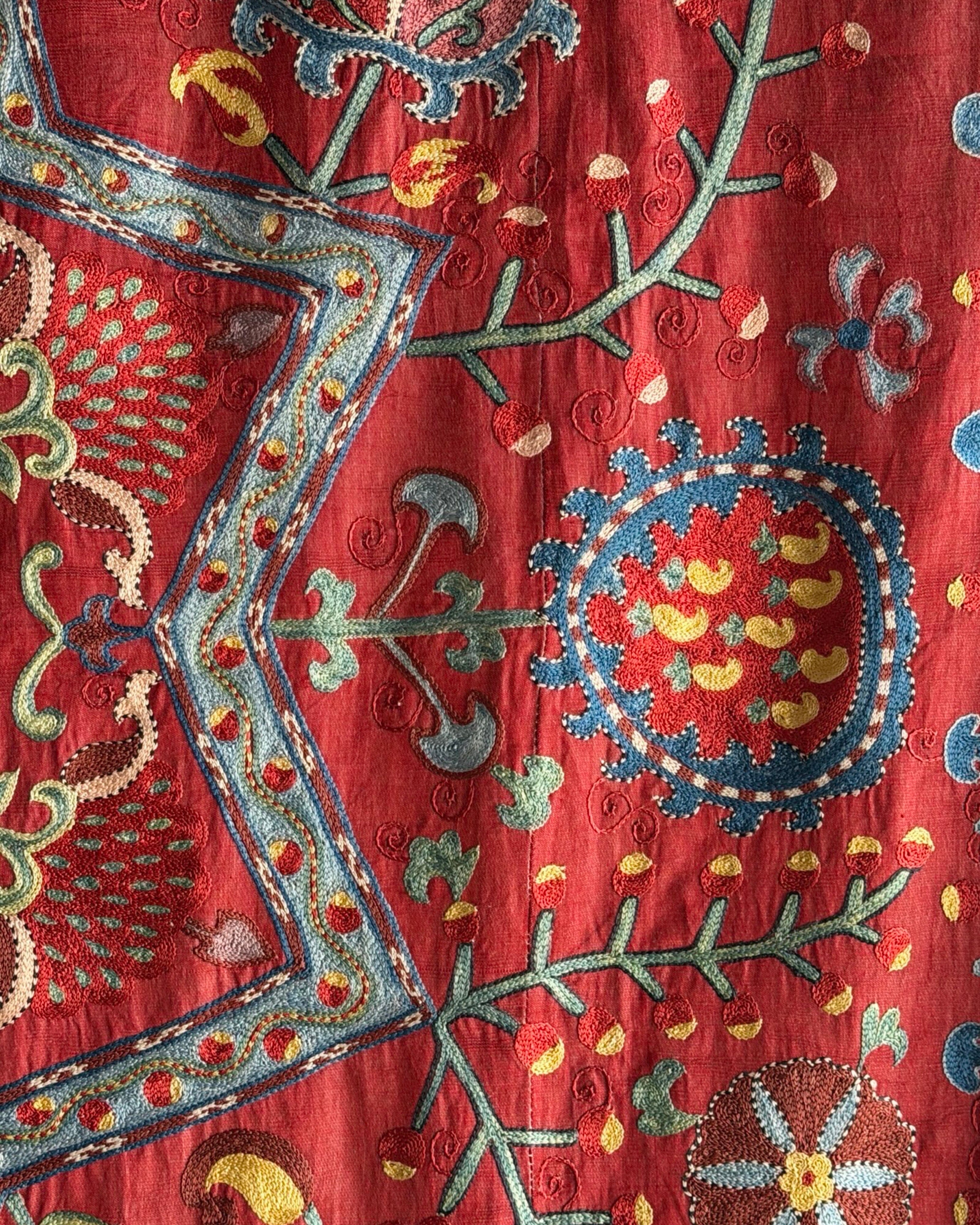 Hand Stitched Suzani (CSSU061523 | 120 x 108") Suzani Aziz Suzani 