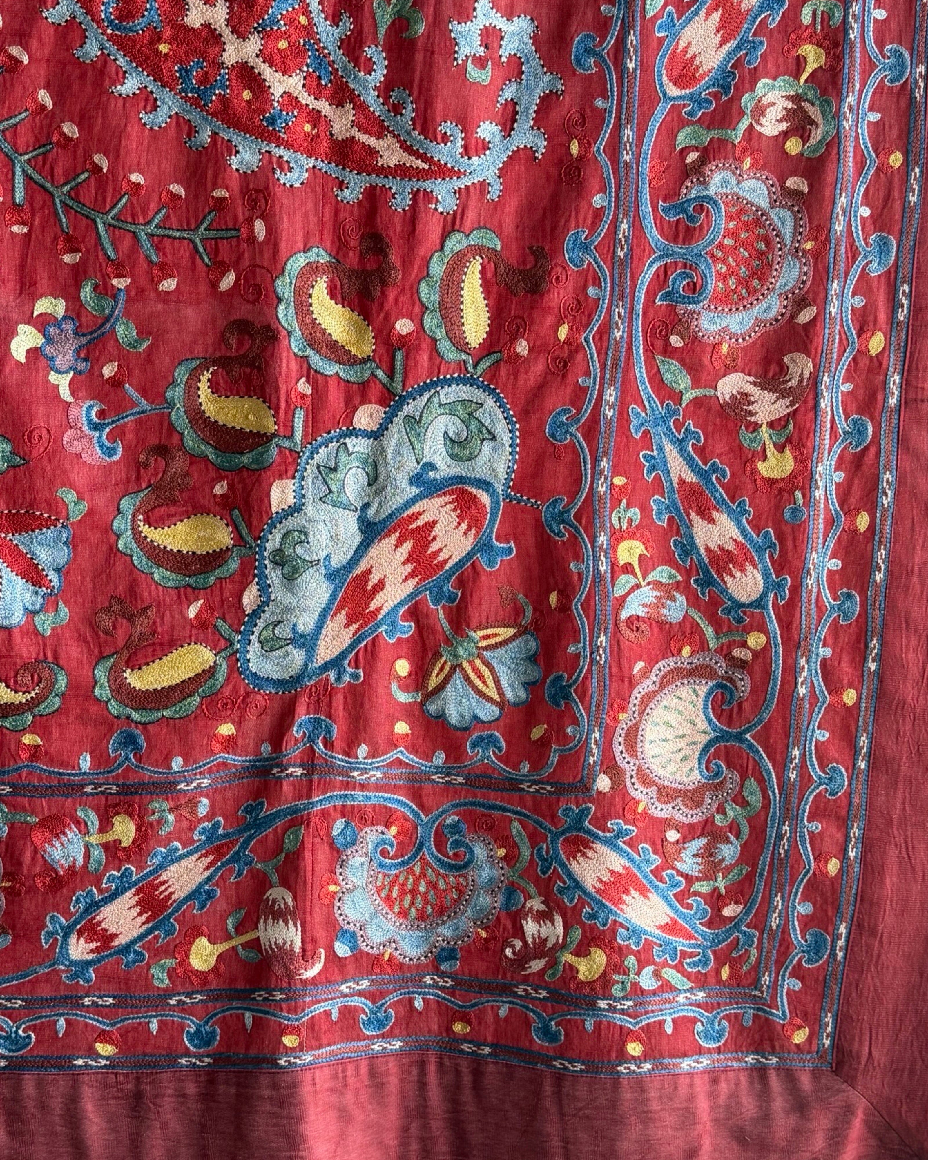 Hand Stitched Suzani (CSSU061523 | 120 x 108") Suzani Aziz Suzani 