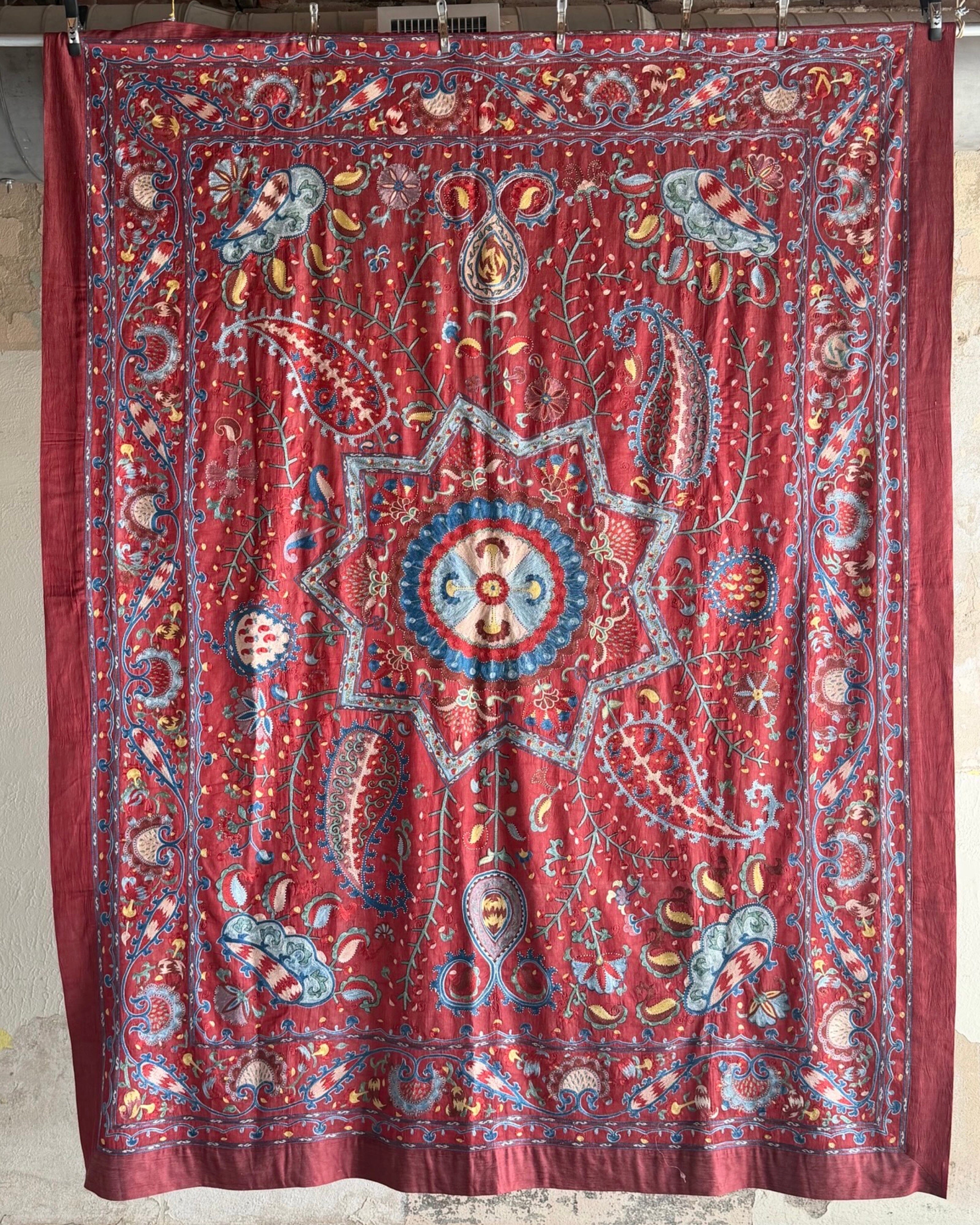 Hand Stitched Suzani (CSSU061523 | 120 x 108") Suzani Aziz Suzani 