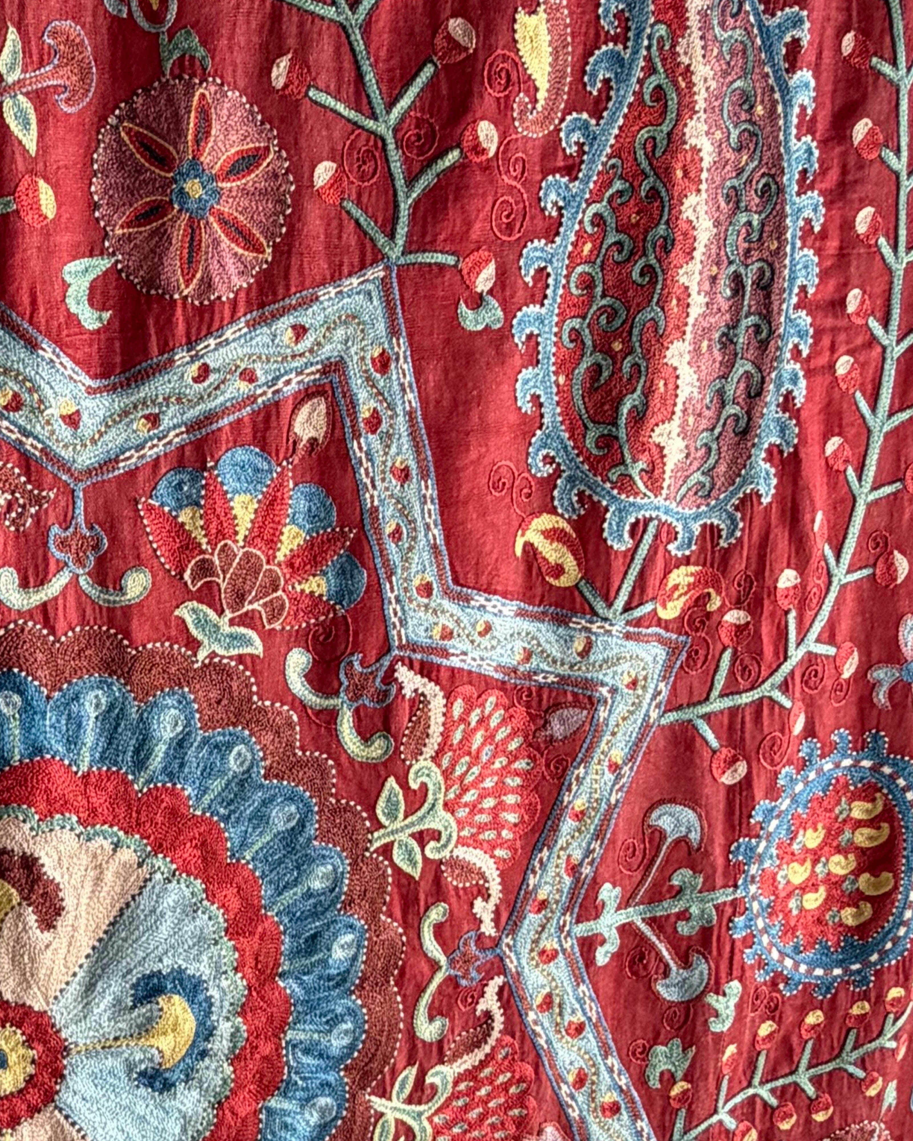 Hand Stitched Suzani (CSSU061523 | 120 x 108") Suzani Aziz Suzani 