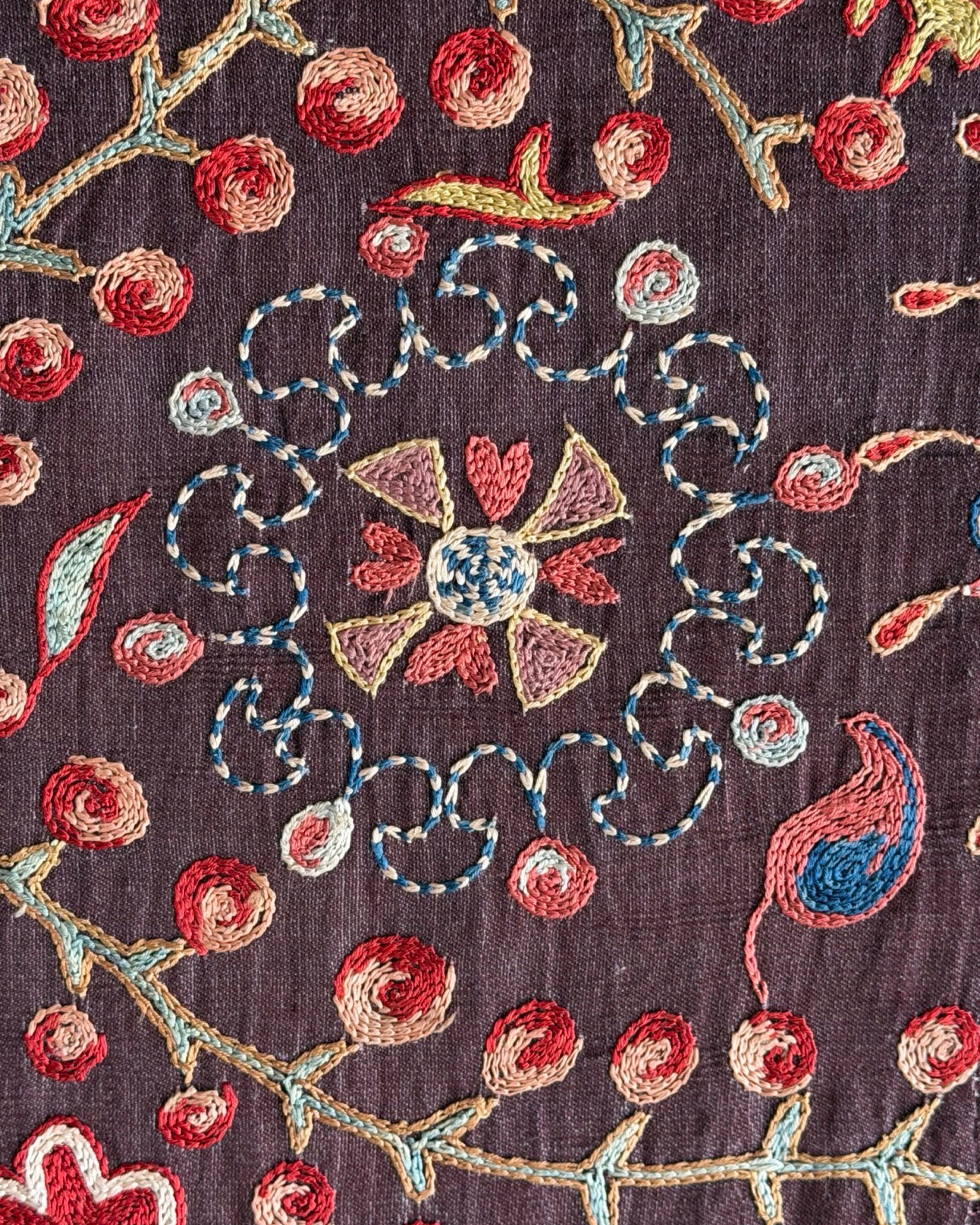 Hand Stitched Suzani (CSSU071823 | 120 x 102") Suzani Aziz Suzani 