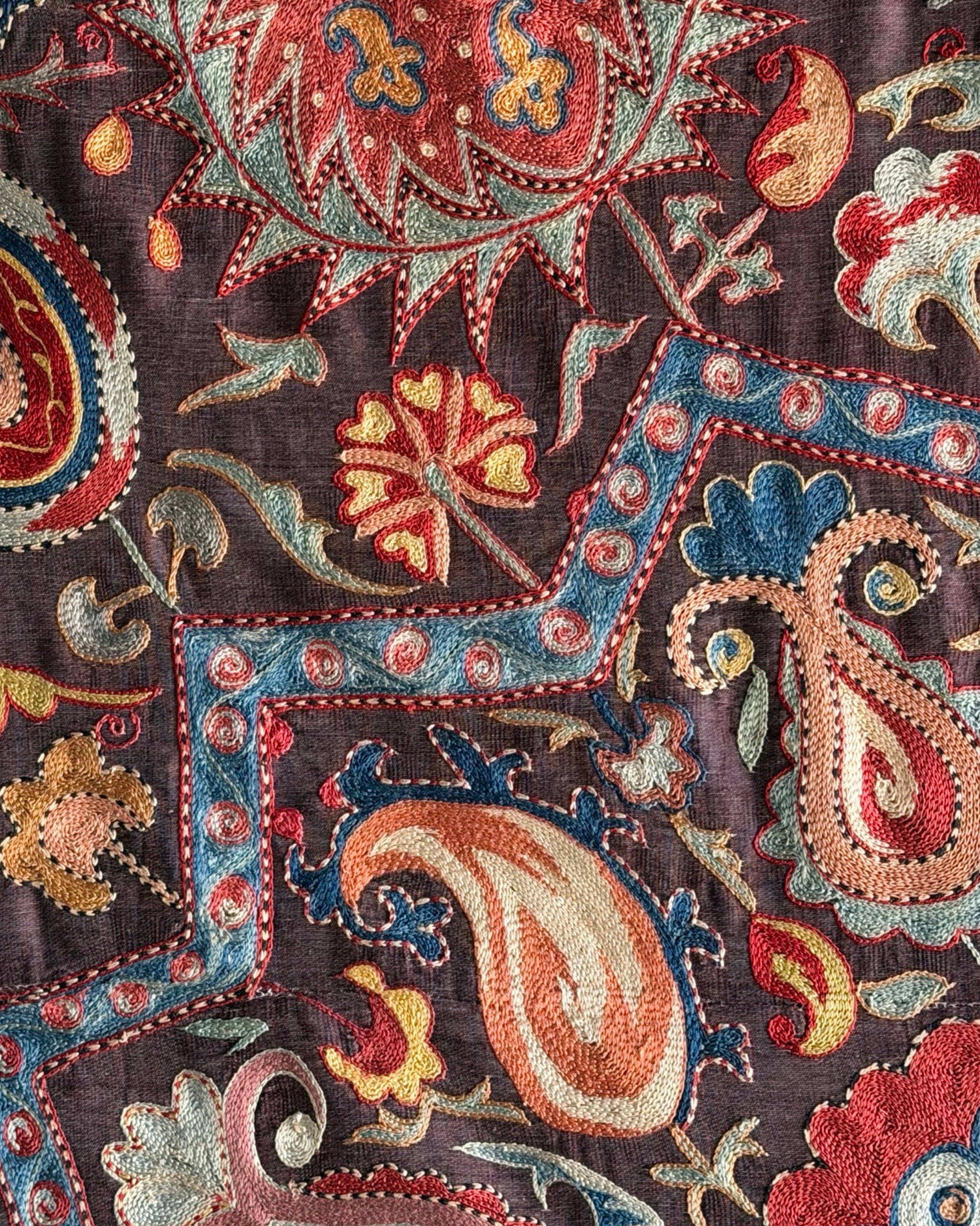 Hand Stitched Suzani (CSSU071823 | 120 x 102") Suzani Aziz Suzani 