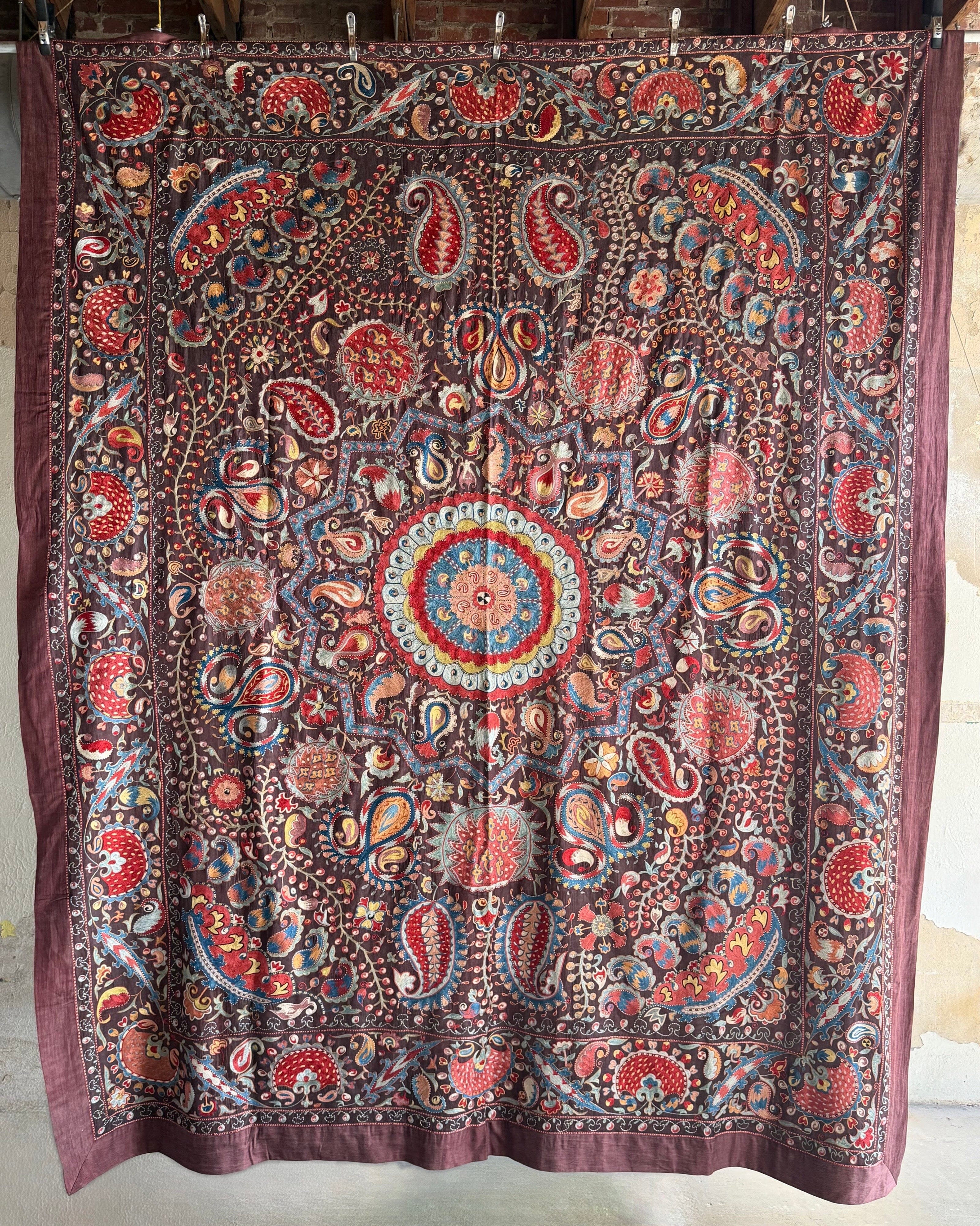 Hand Stitched Suzani (CSSU071823 | 120 x 102") Suzani Aziz Suzani 