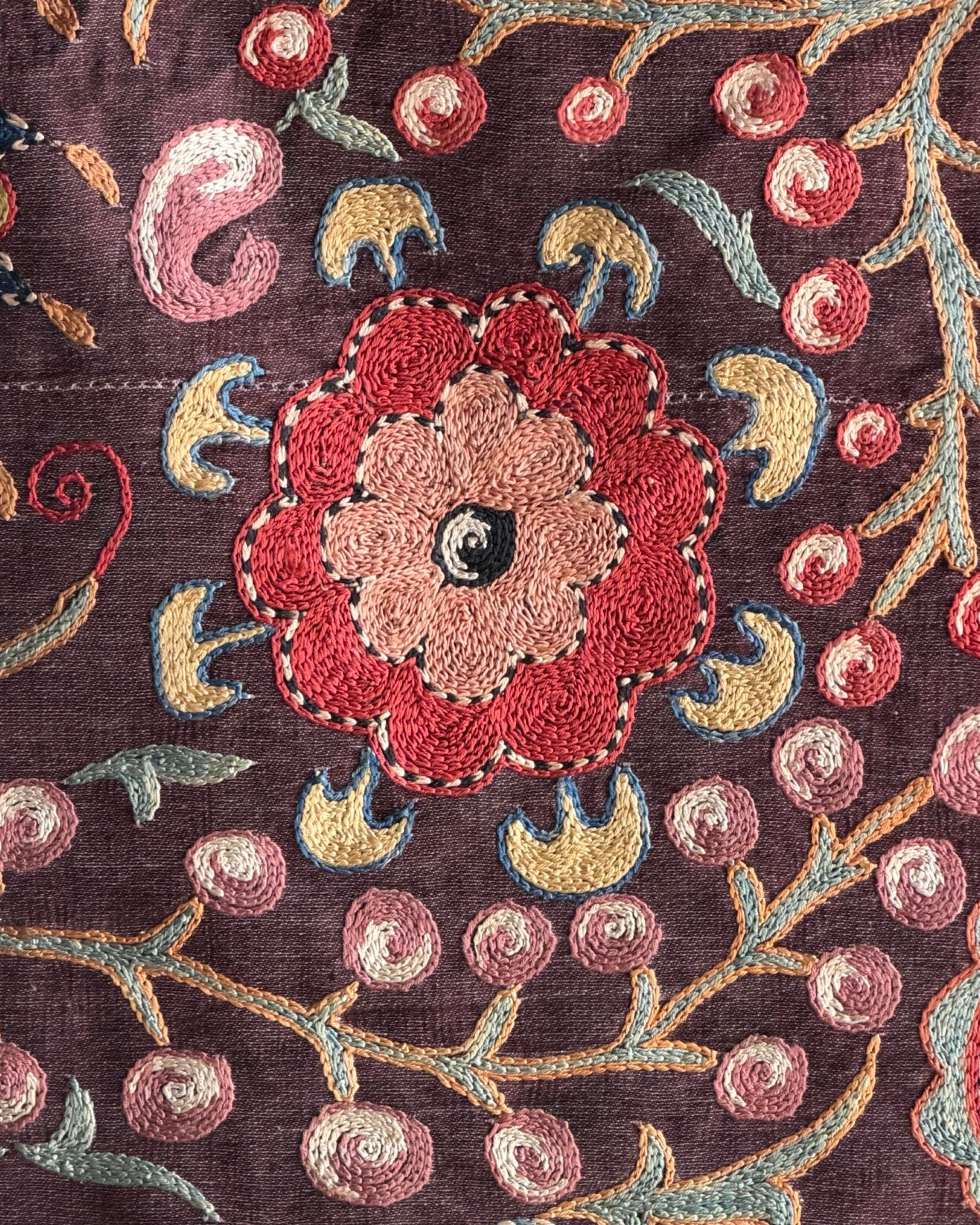 Hand Stitched Suzani (CSSU071823 | 120 x 102") Suzani Aziz Suzani 