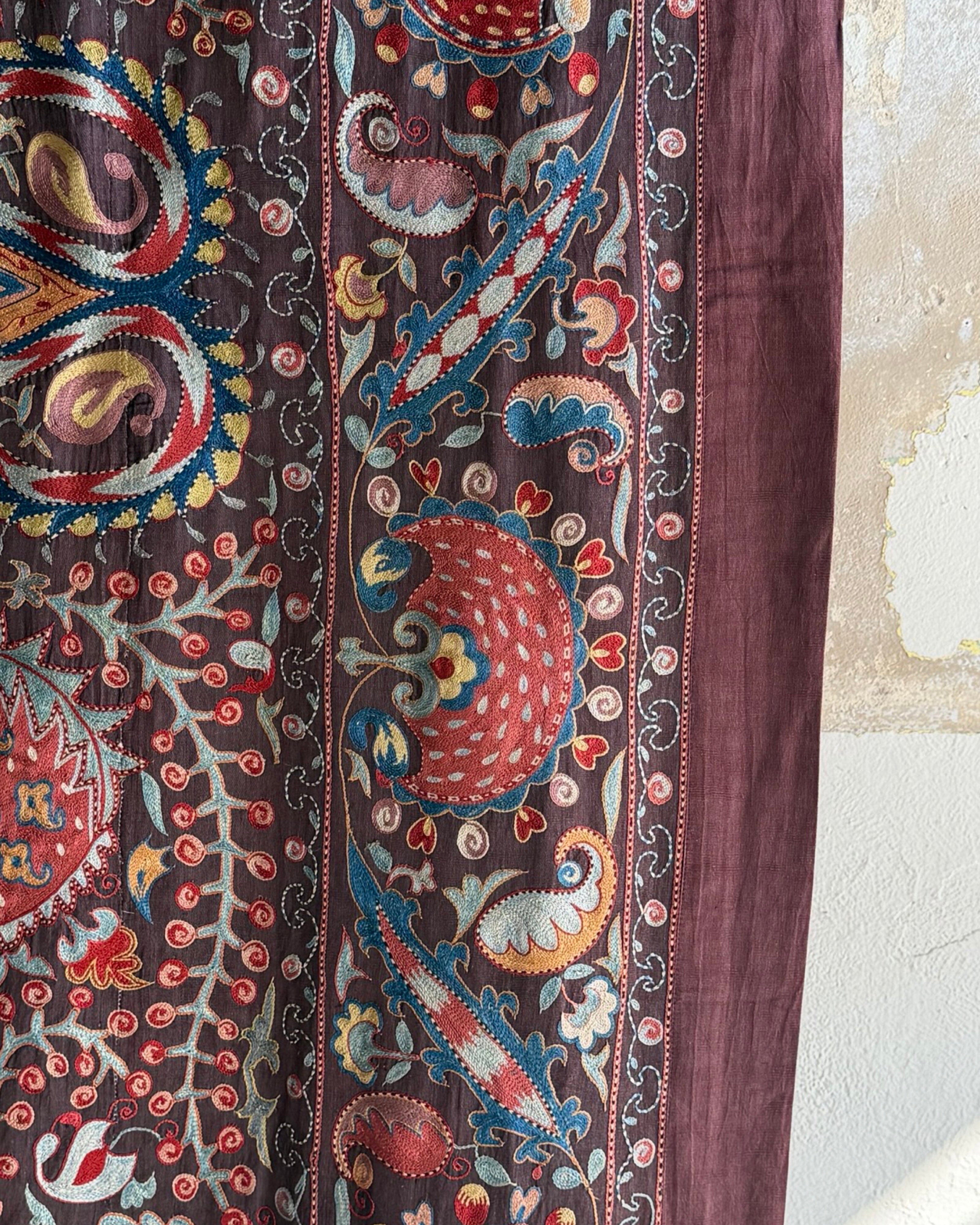Hand Stitched Suzani (CSSU071823 | 120 x 102") Suzani Aziz Suzani 
