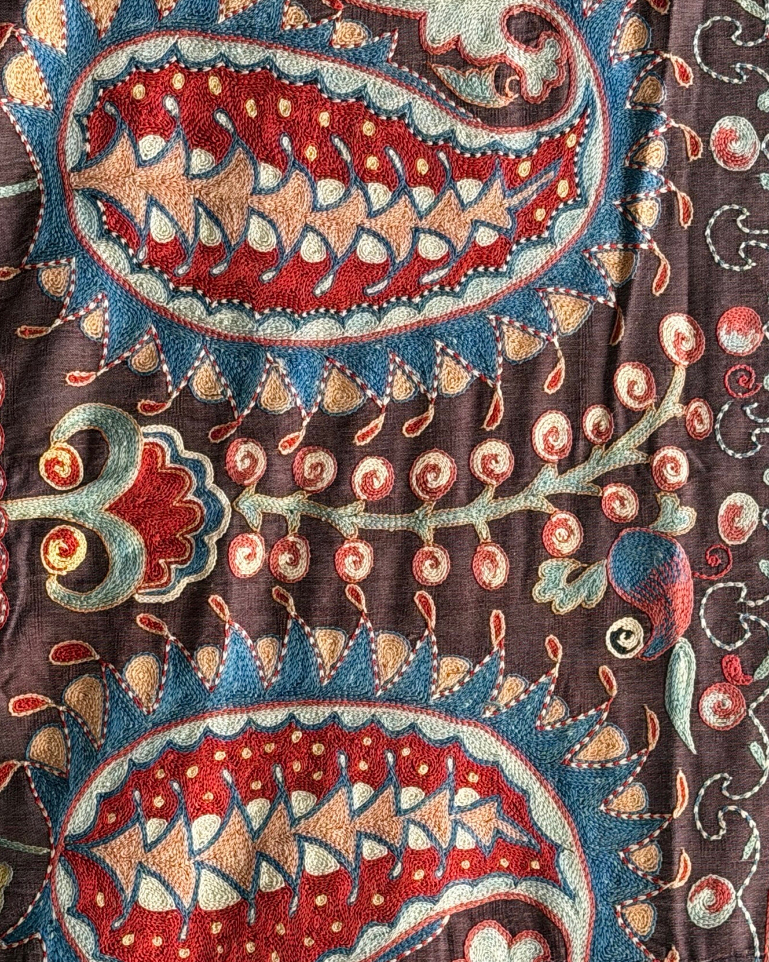 Hand Stitched Suzani (CSSU071823 | 120 x 102") Suzani Aziz Suzani 