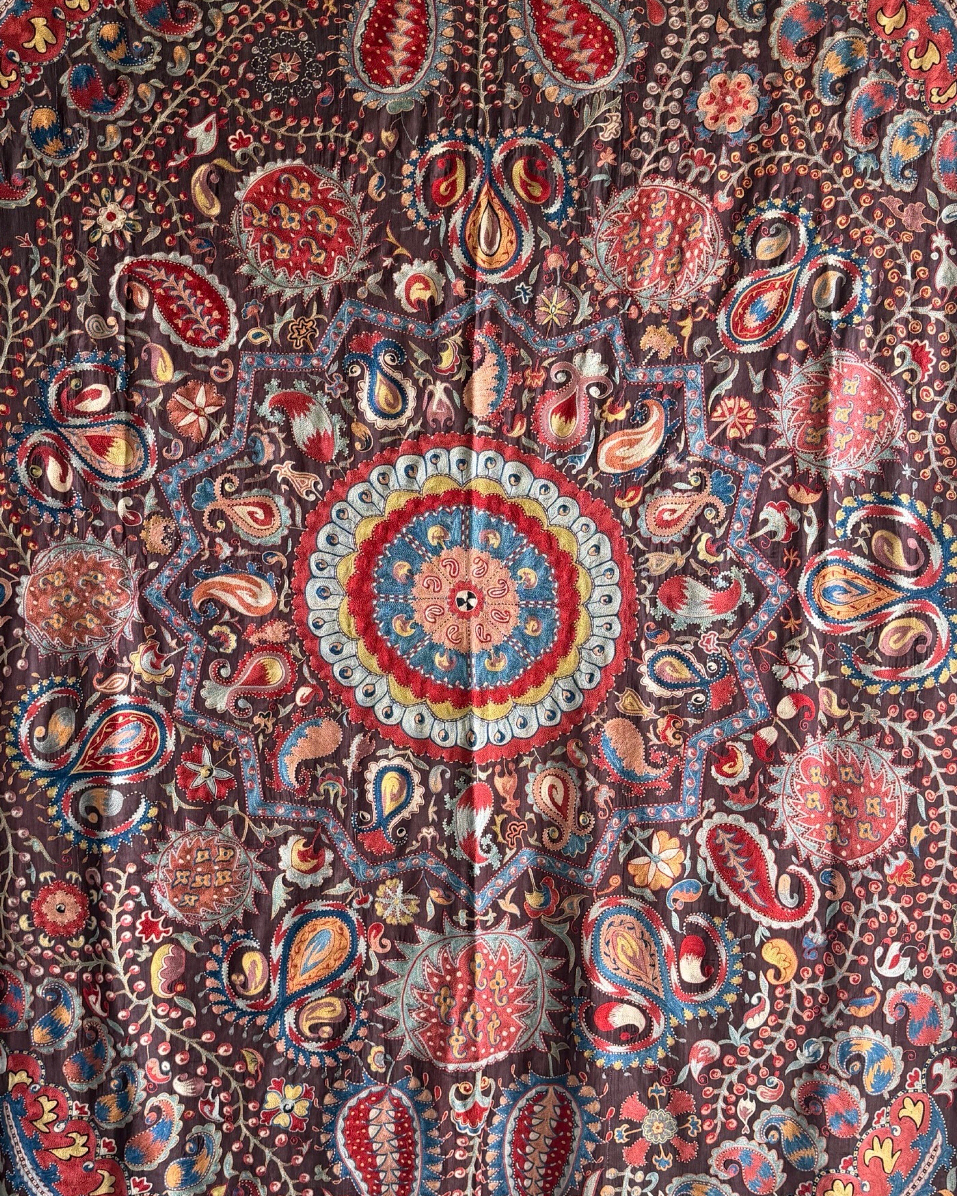 Hand Stitched Suzani (CSSU071823 | 120 x 102") Suzani Aziz Suzani 