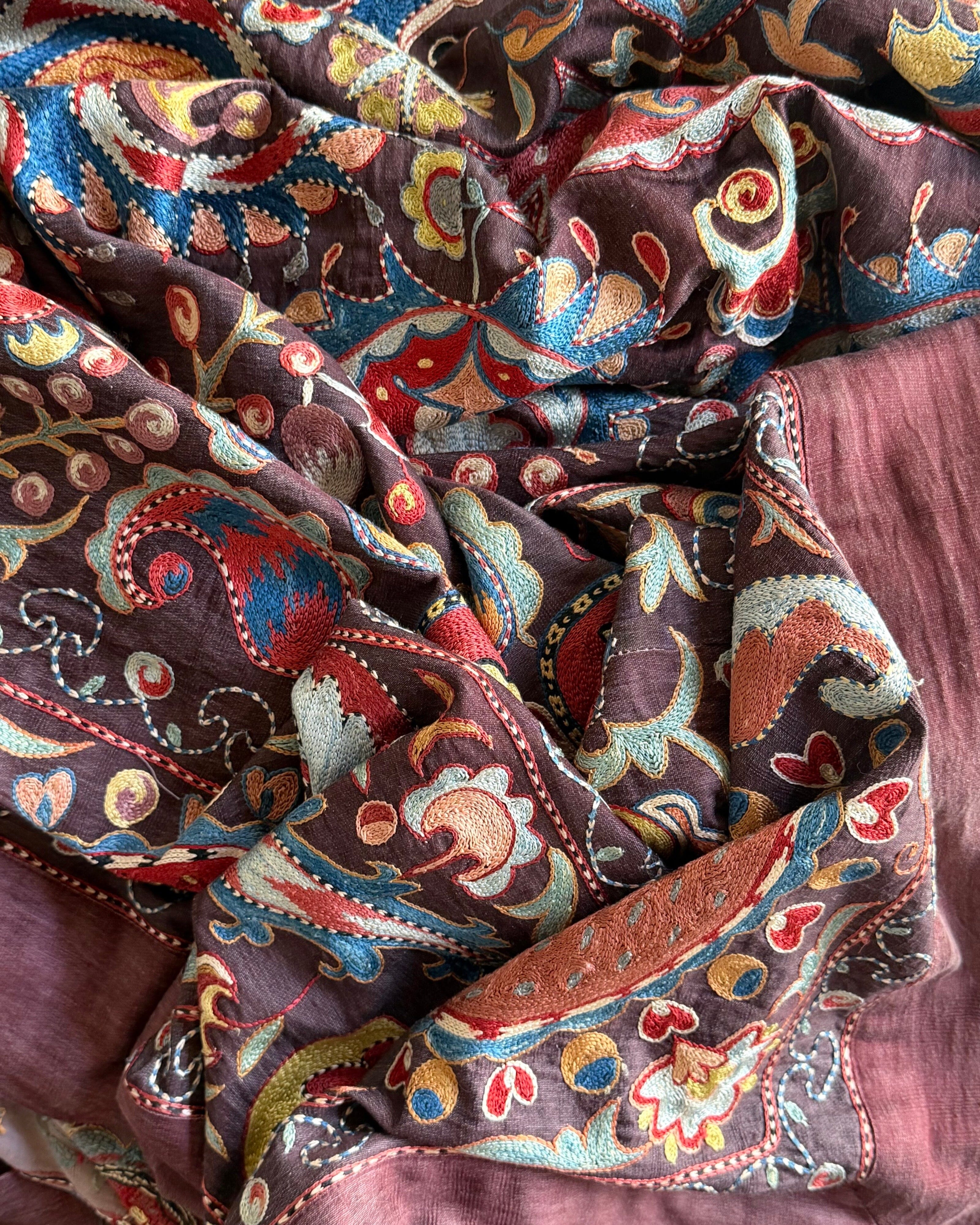 Hand Stitched Suzani (CSSU071823 | 120 x 102") Suzani Aziz Suzani 