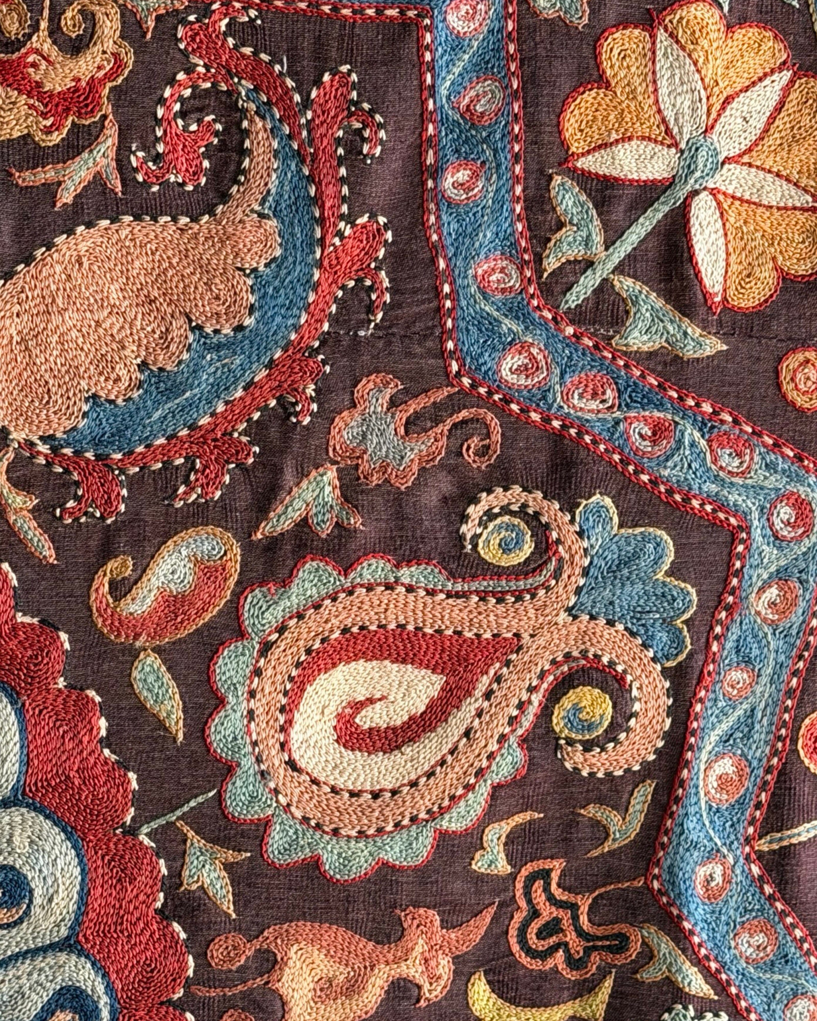 Hand Stitched Suzani (CSSU071823 | 120 x 102") Suzani Aziz Suzani 