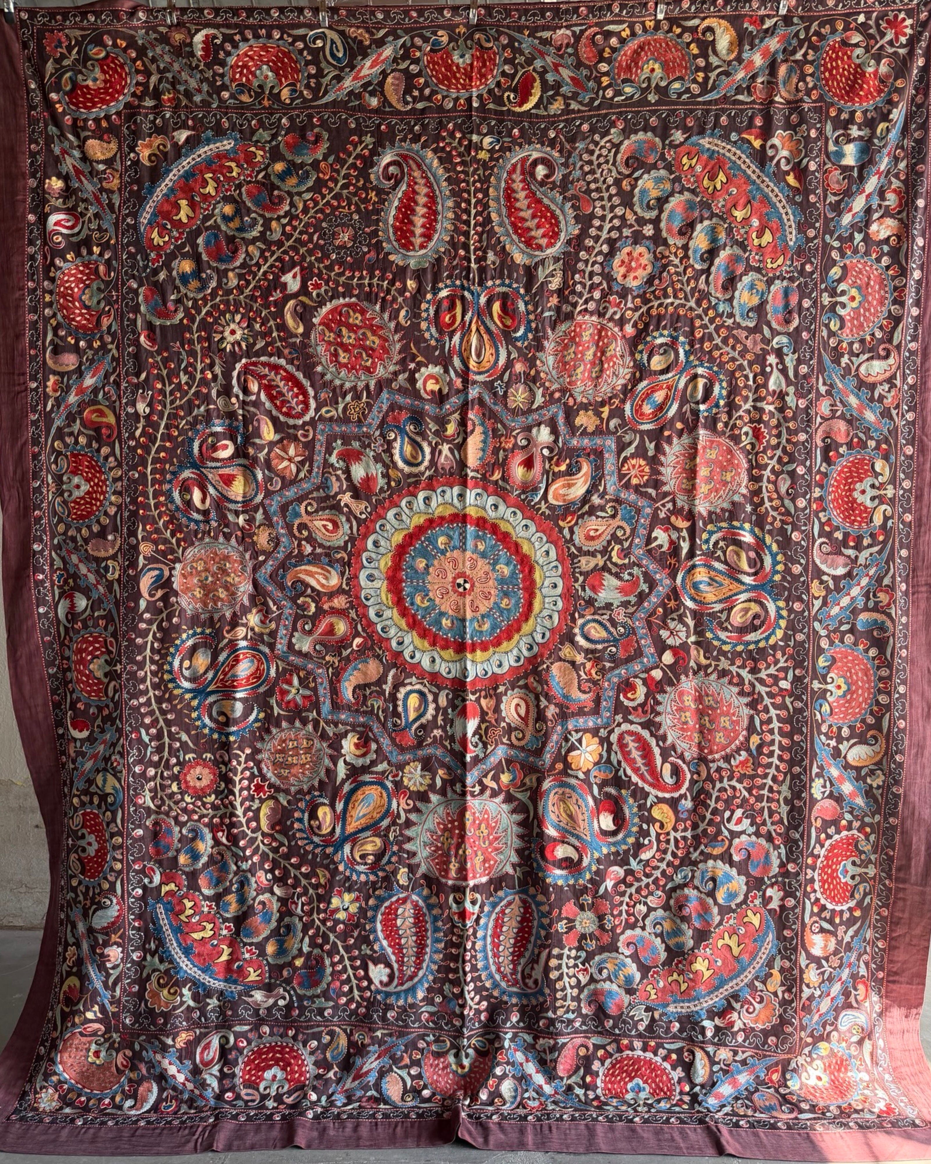 Hand Stitched Suzani (CSSU071823 | 120 x 102") Suzani Aziz Suzani 