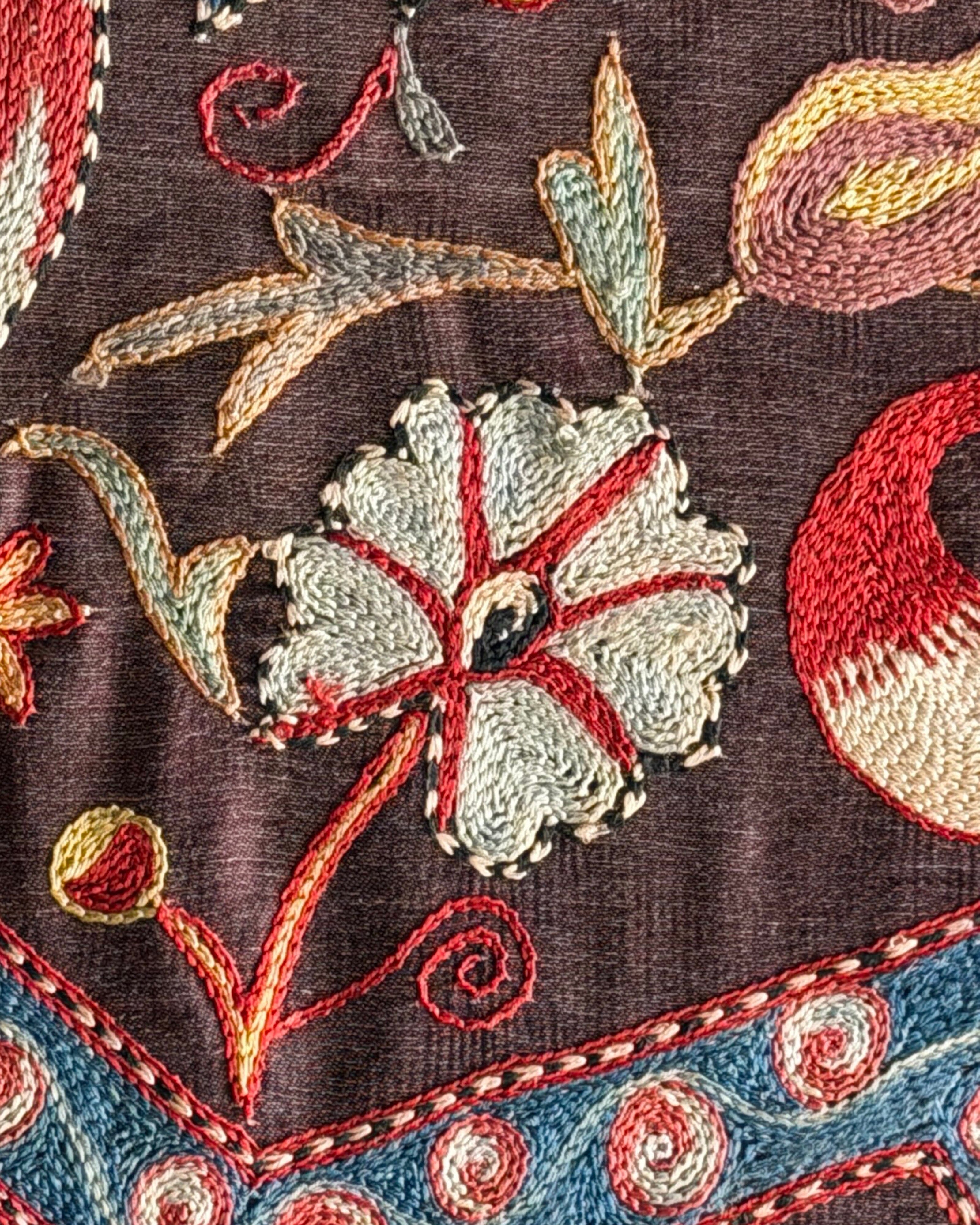Hand Stitched Suzani (CSSU071823 | 120 x 102") Suzani Aziz Suzani 