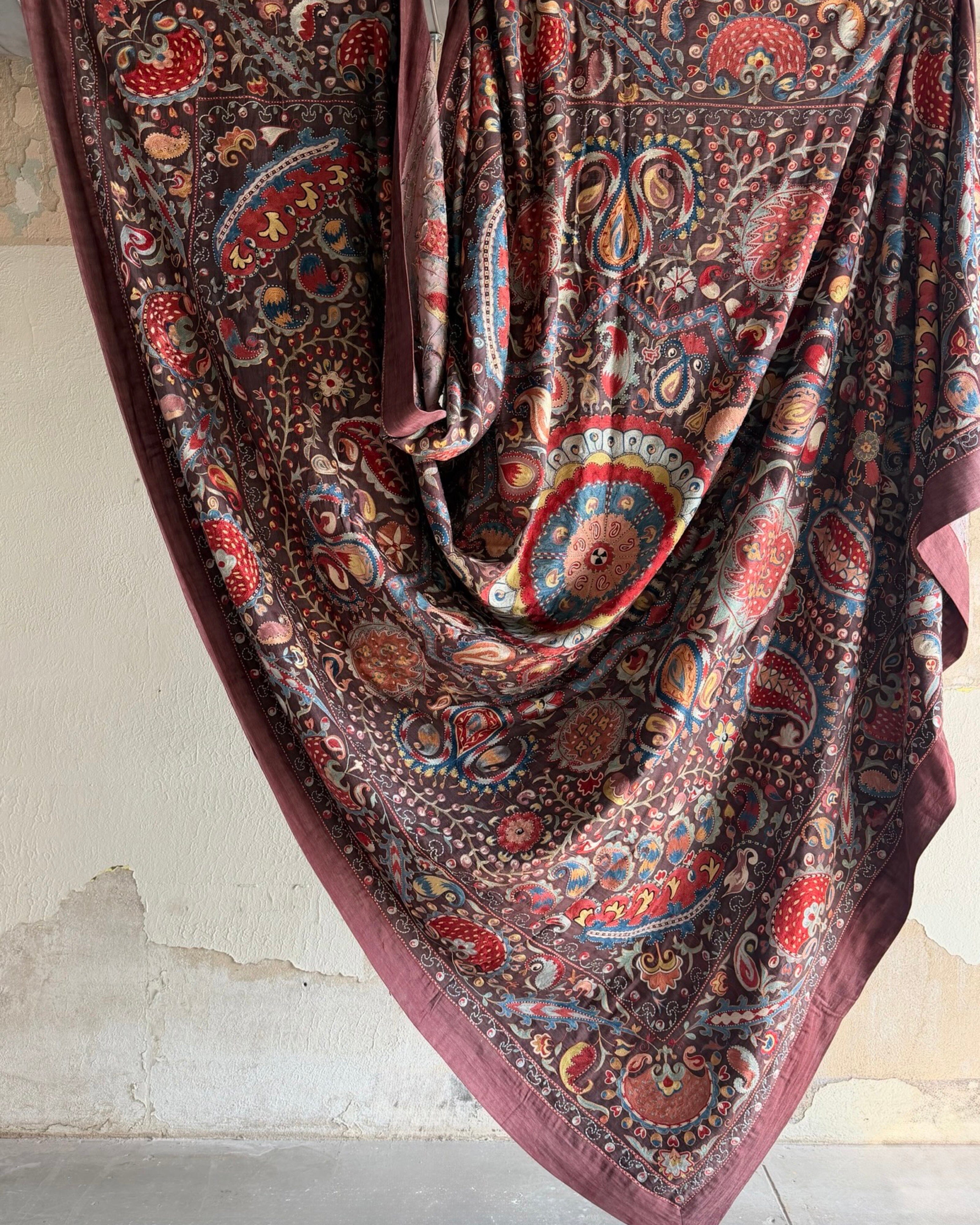Hand Stitched Suzani (CSSU071823 | 120 x 102") Suzani Aziz Suzani 